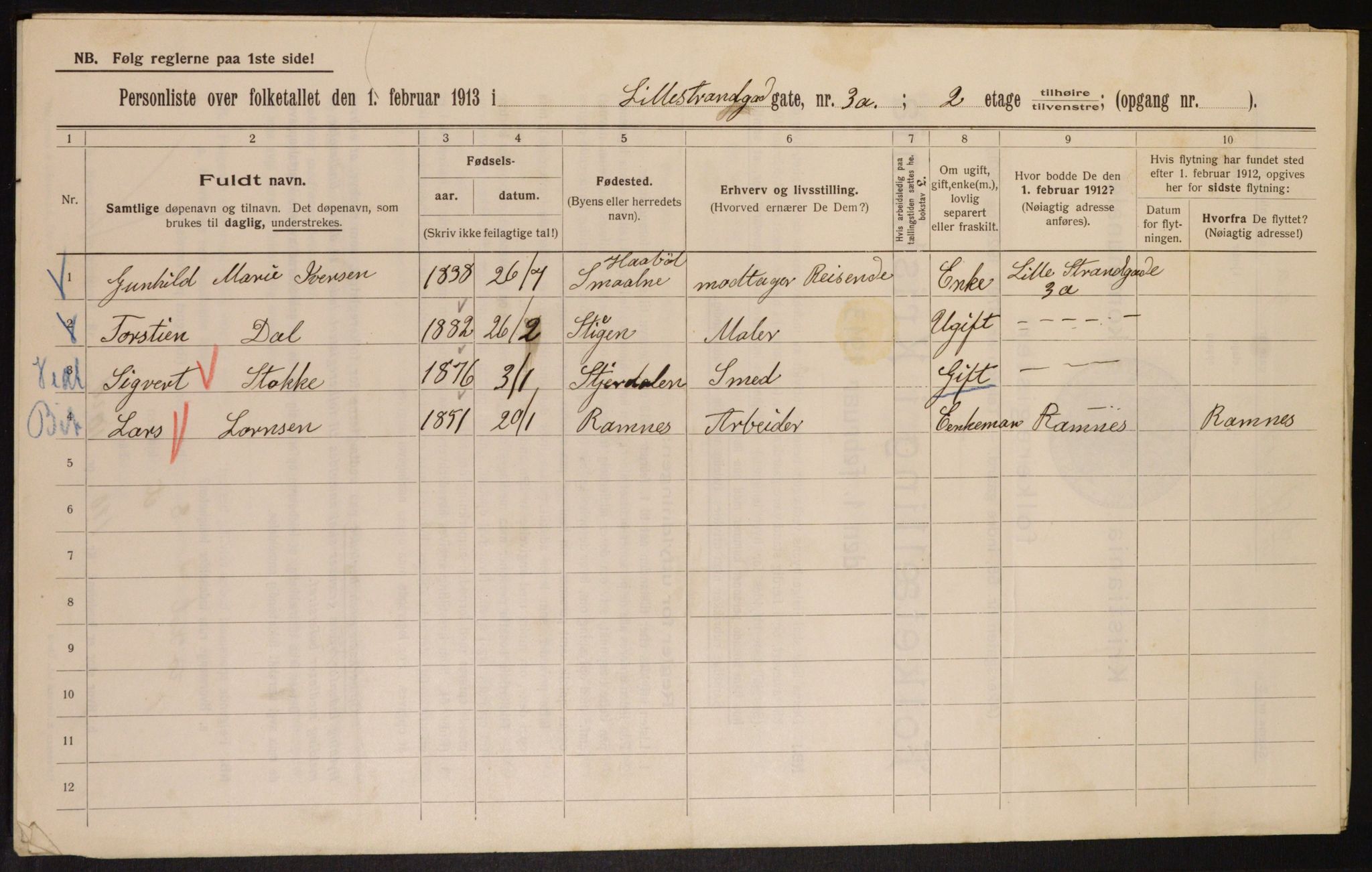 OBA, Municipal Census 1913 for Kristiania, 1913, p. 57354