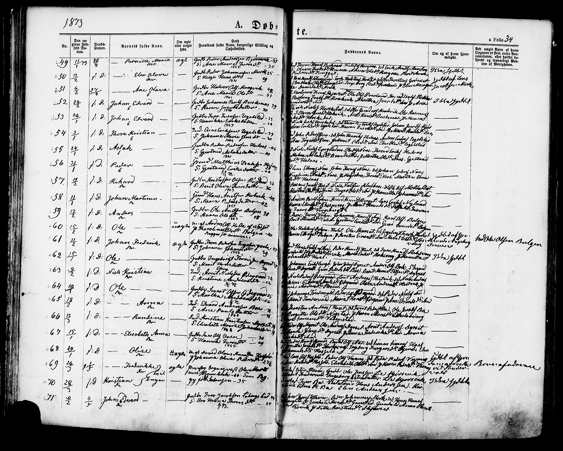 Ministerialprotokoller, klokkerbøker og fødselsregistre - Møre og Romsdal, AV/SAT-A-1454/568/L0805: Parish register (official) no. 568A12 /1, 1869-1884, p. 34