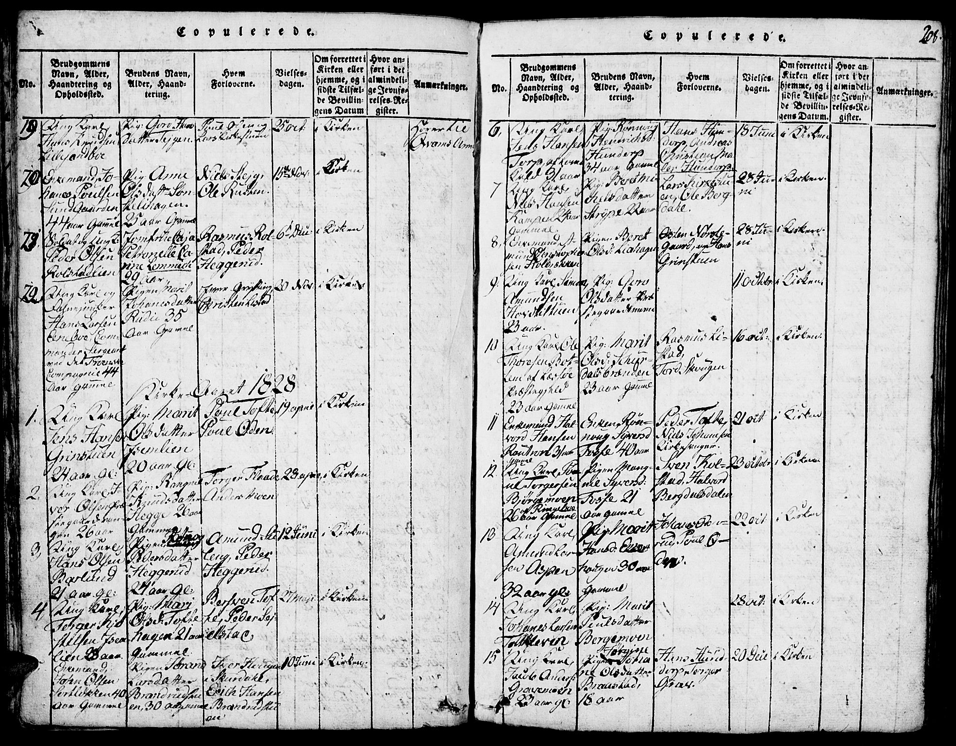 Fron prestekontor, SAH/PREST-078/H/Ha/Hab/L0001: Parish register (copy) no. 1, 1816-1843, p. 208