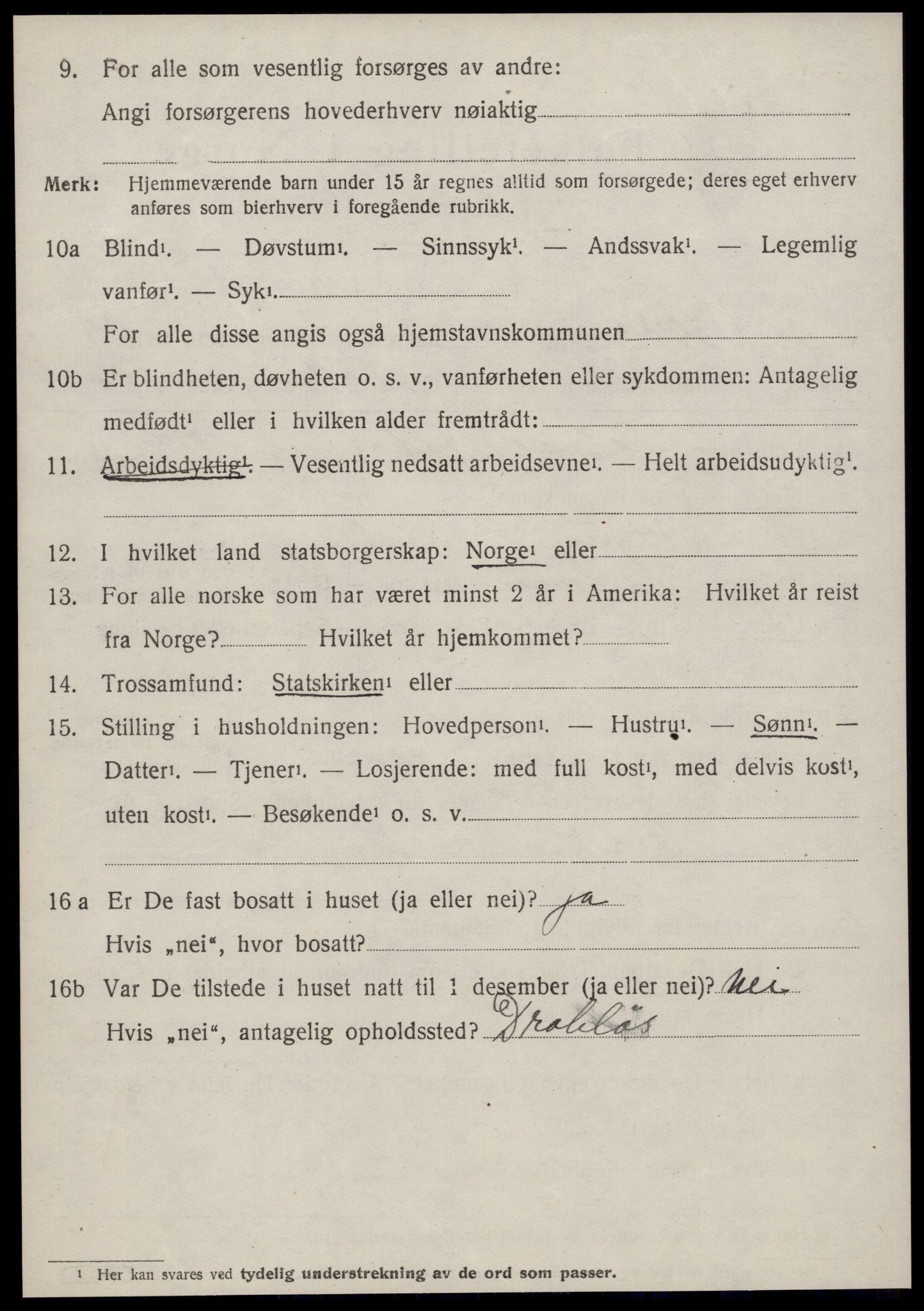 SAT, 1920 census for Volda, 1920, p. 13145