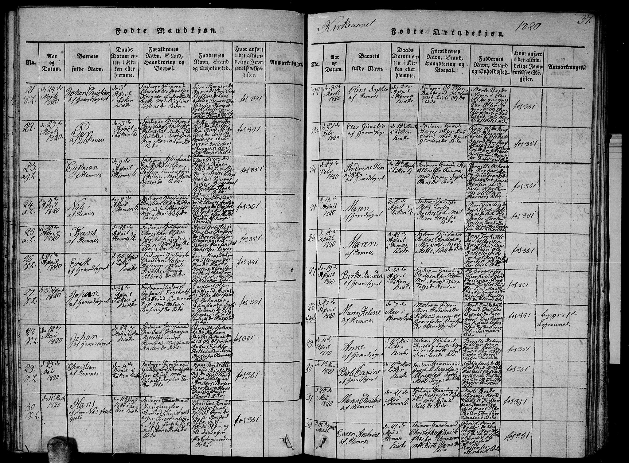 Høland prestekontor Kirkebøker, AV/SAO-A-10346a/G/Ga/L0001: Parish register (copy) no. I 1, 1814-1827, p. 37