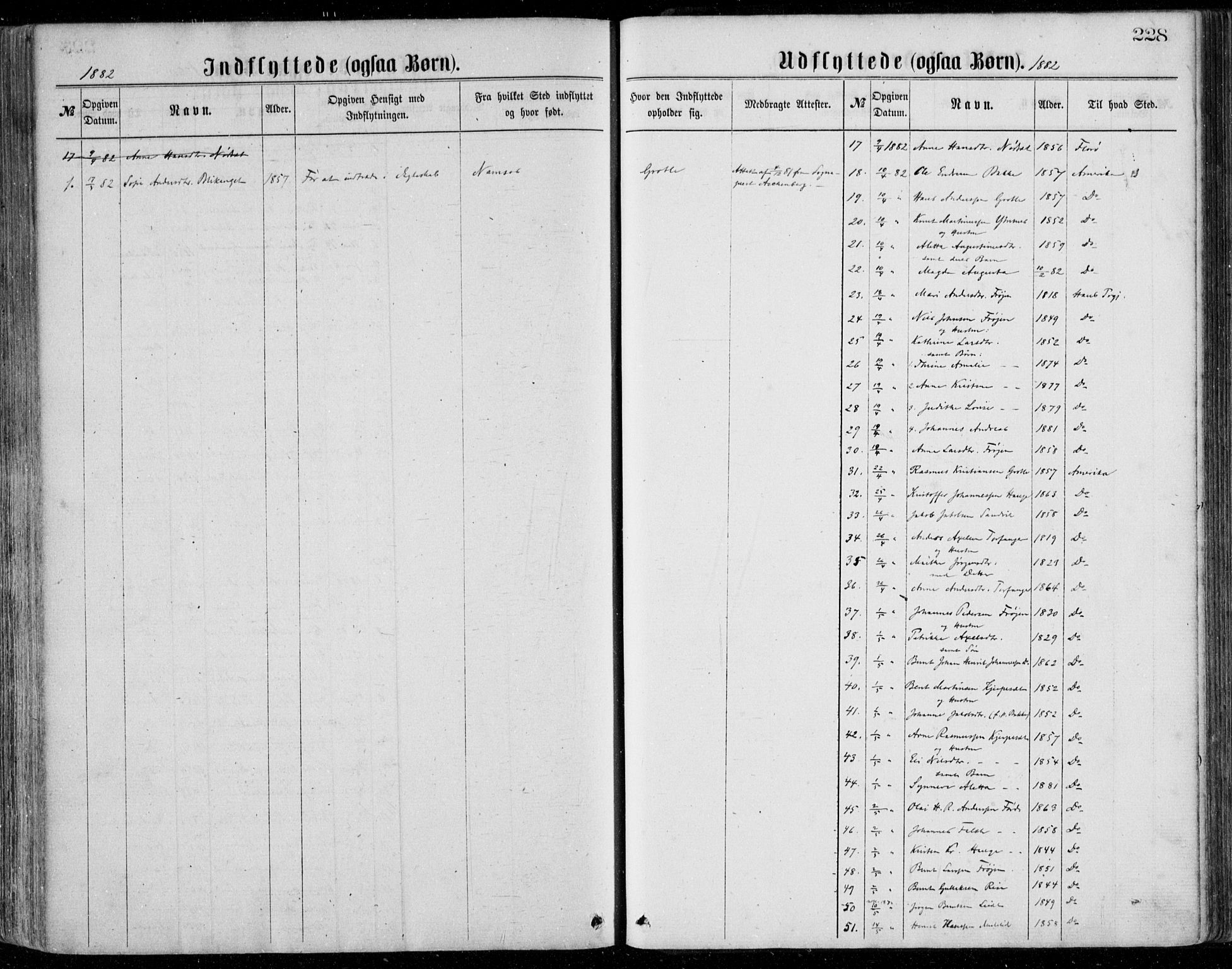 Bremanger sokneprestembete, SAB/A-82201/H/Haa/Haaa/L0001: Parish register (official) no. A  1, 1864-1883, p. 228