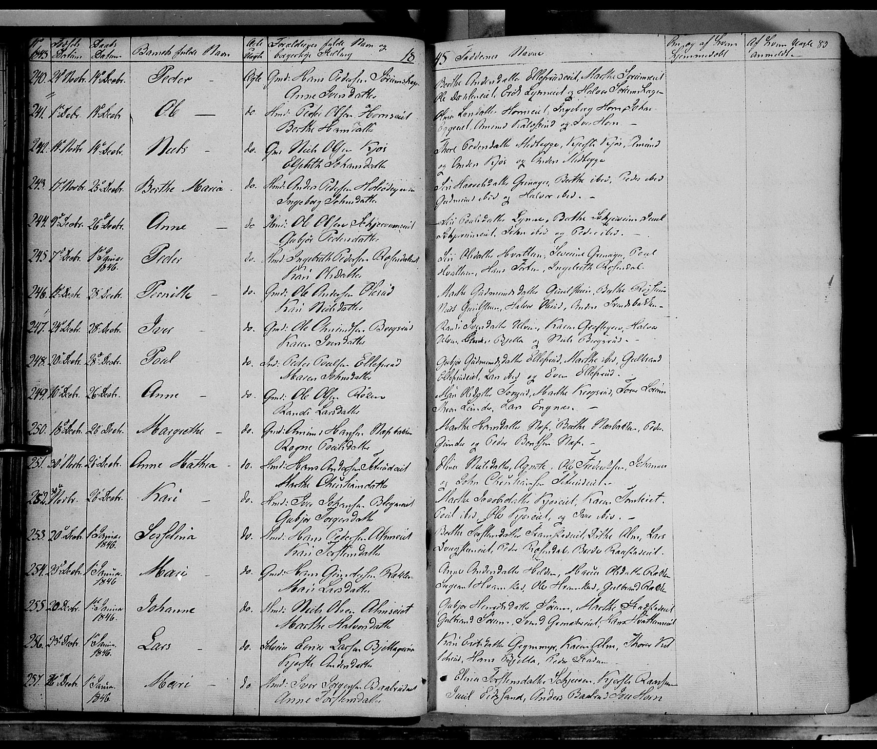 Gran prestekontor, AV/SAH-PREST-112/H/Ha/Haa/L0011: Parish register (official) no. 11, 1842-1856, p. 82-83