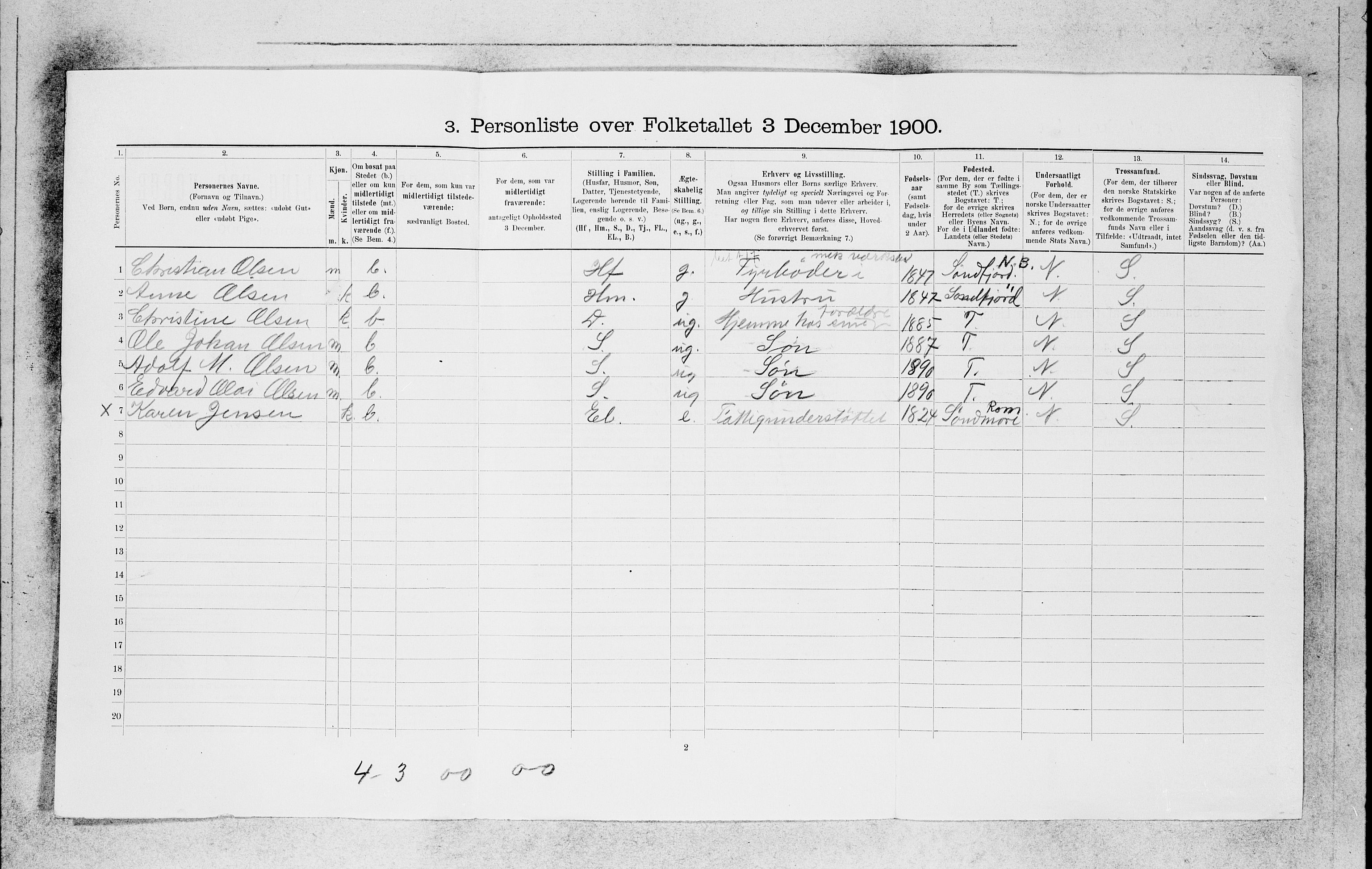 SAB, 1900 census for Bergen, 1900, p. 22811