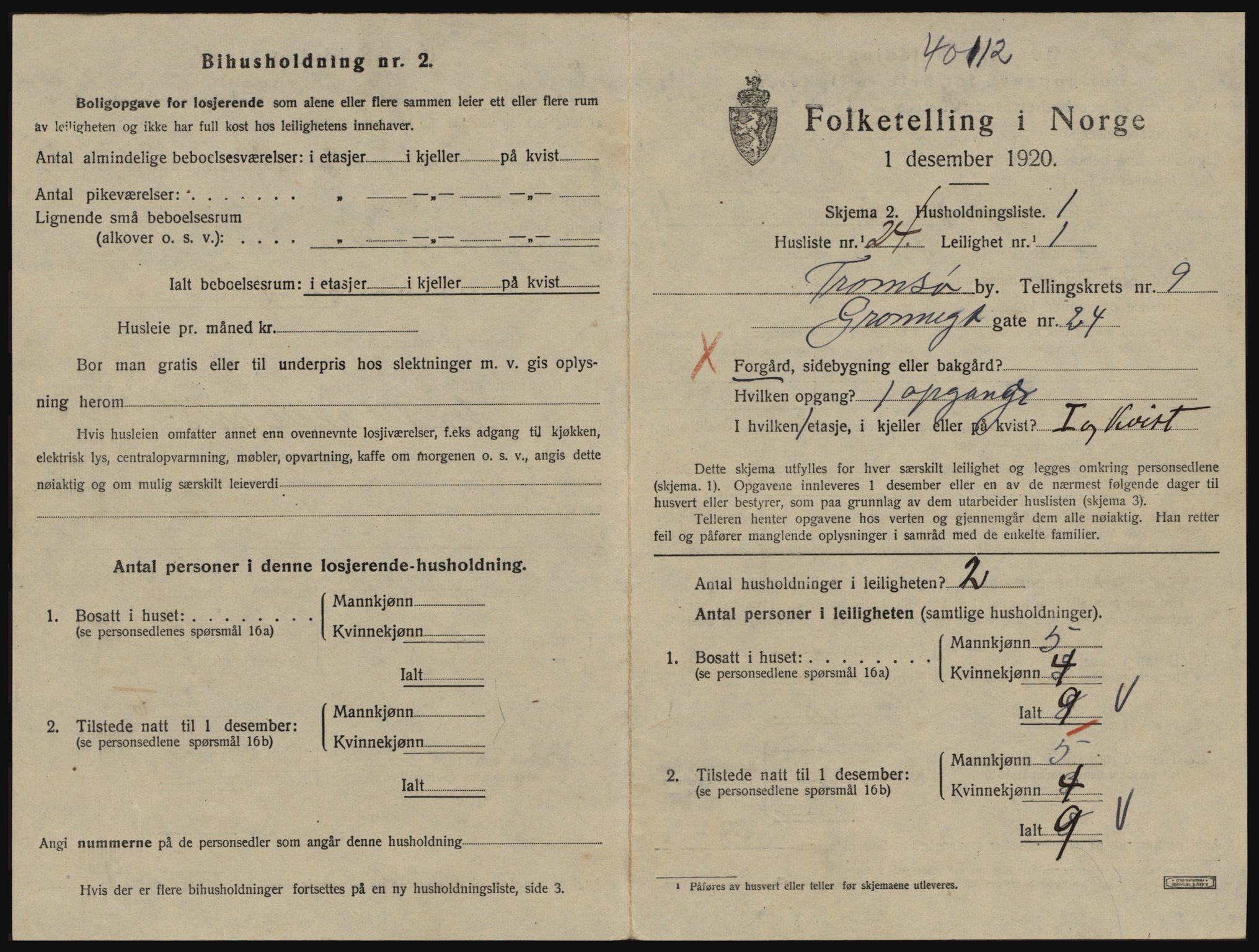 SATØ, 1920 census for Tromsø, 1920, p. 4907