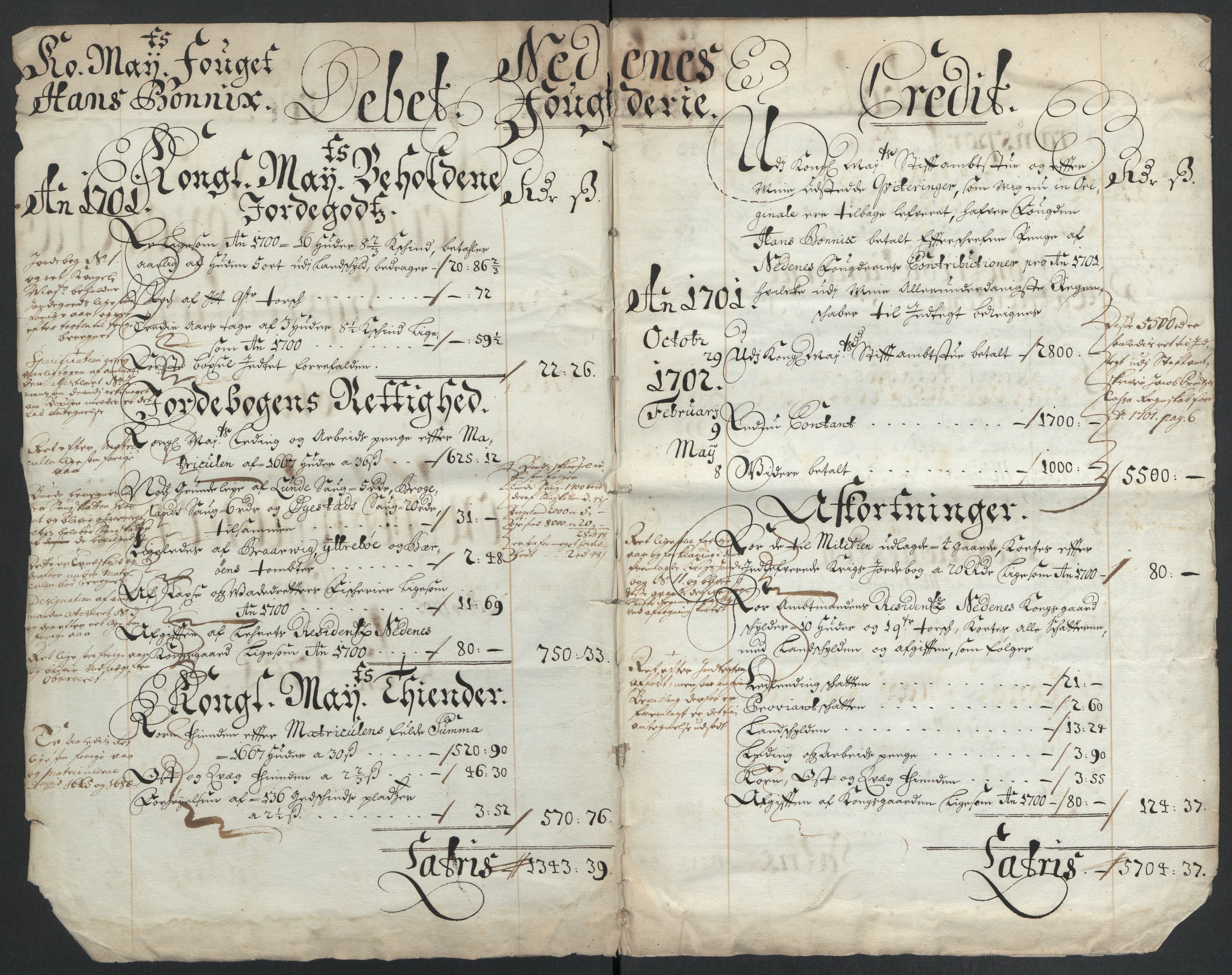 Rentekammeret inntil 1814, Reviderte regnskaper, Fogderegnskap, AV/RA-EA-4092/R39/L2315: Fogderegnskap Nedenes, 1700-1701, p. 215