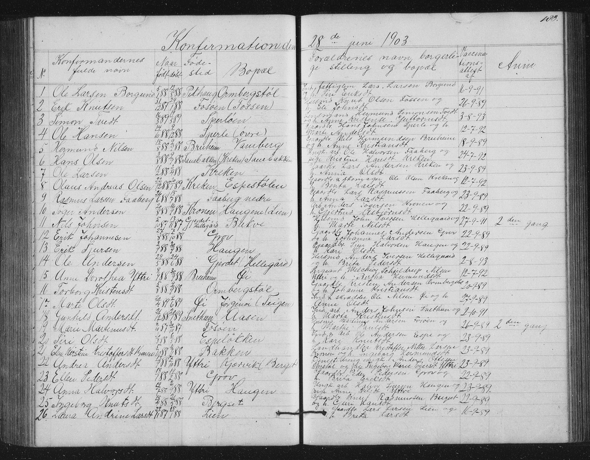 Jostedal sokneprestembete, SAB/A-80601/H/Hab/Haba/L0001: Parish register (copy) no. A 1, 1861-1906, p. 183