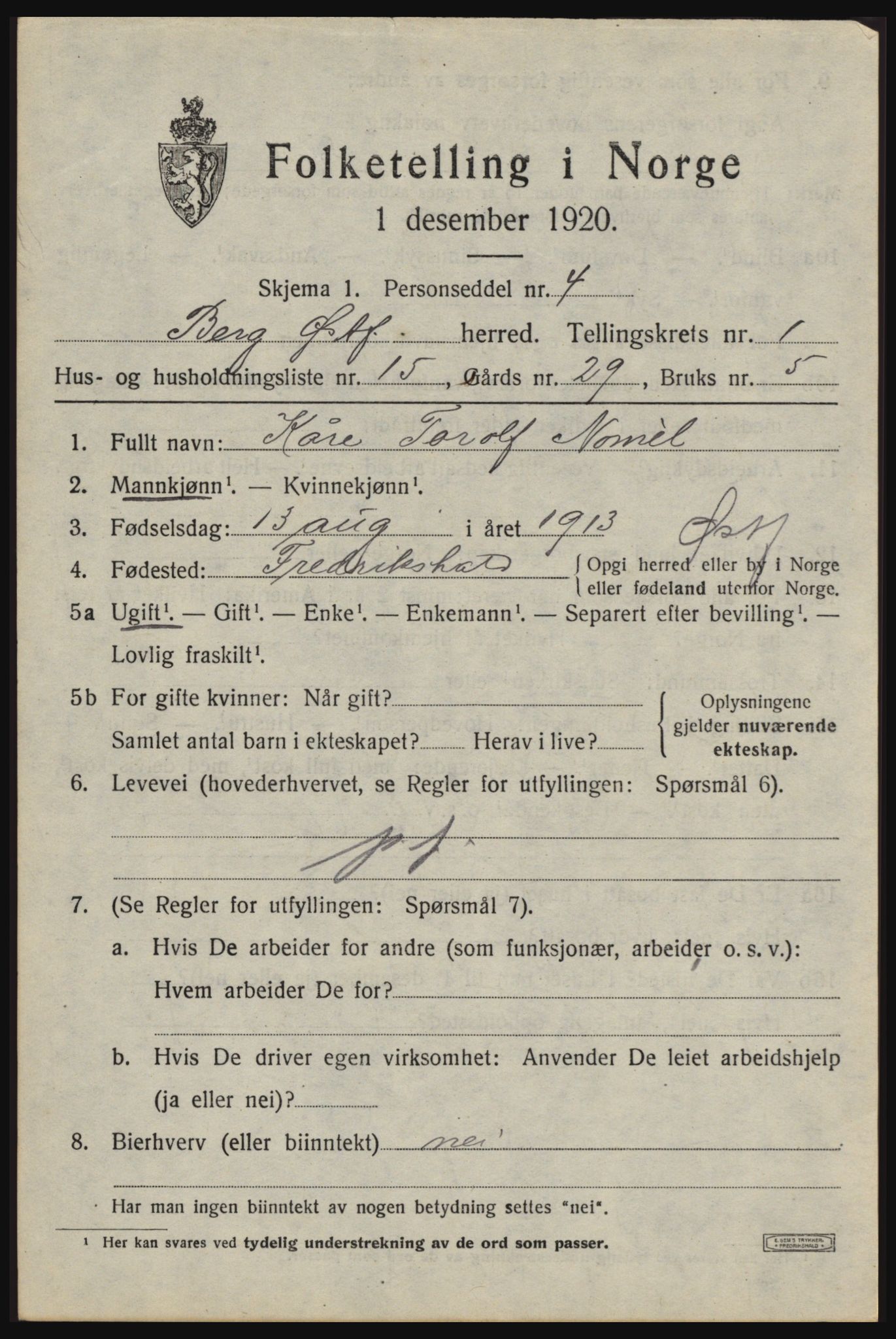 SAO, 1920 census for Berg, 1920, p. 2163