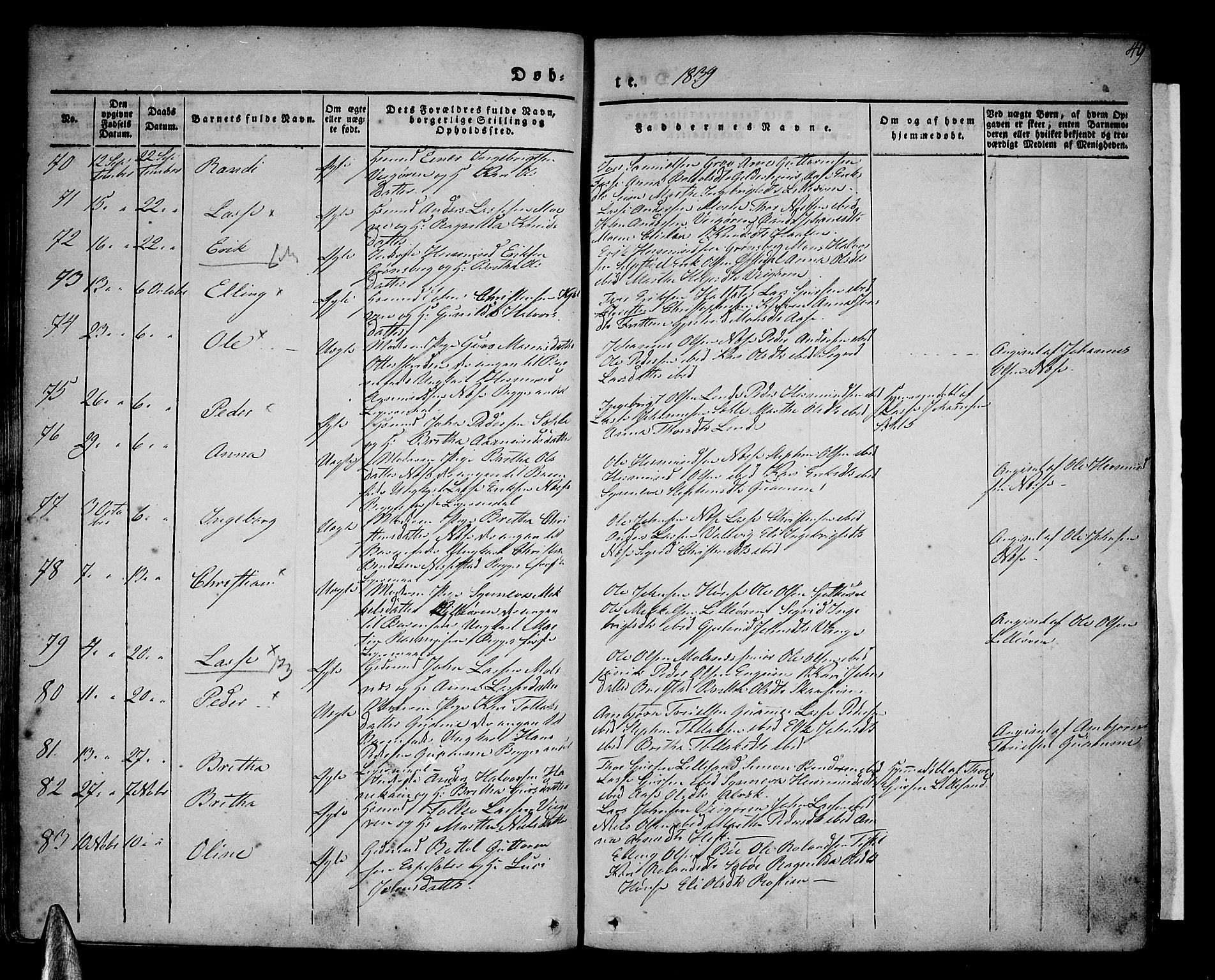 Vik sokneprestembete, SAB/A-81501: Parish register (official) no. A 7, 1831-1845, p. 49