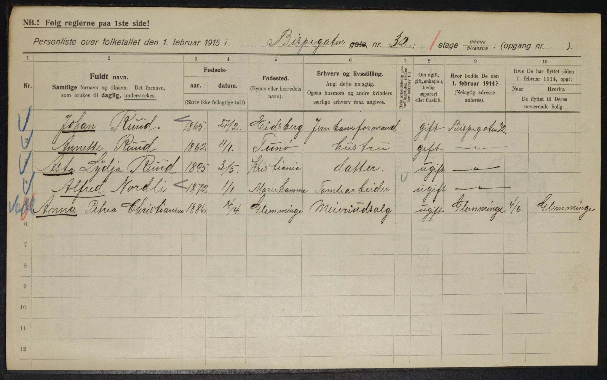 OBA, Municipal Census 1915 for Kristiania, 1915, p. 5469