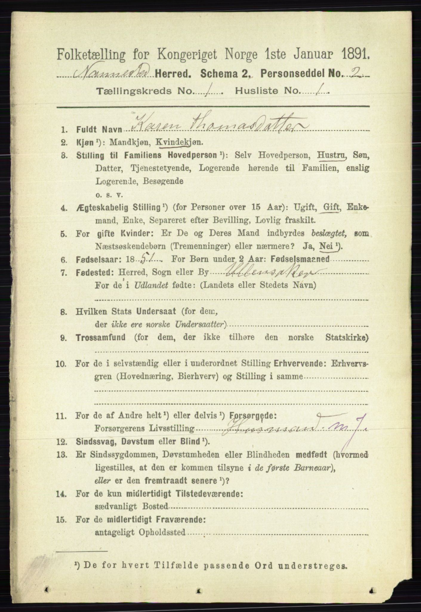 RA, 1891 census for 0238 Nannestad, 1891, p. 122