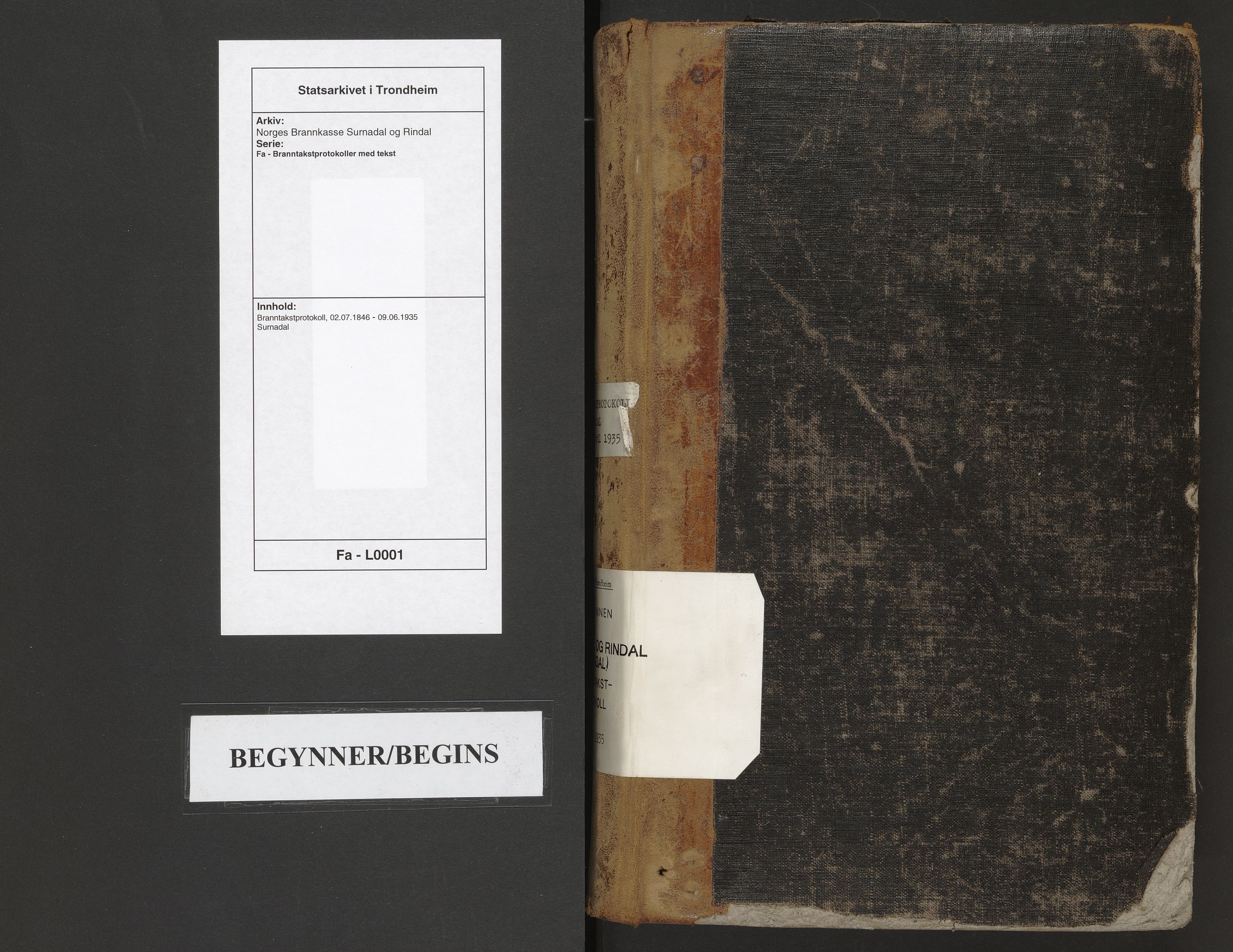 Norges Brannkasse Surnadal og Rindal, AV/SAT-A-5509/Fa/L0001: Branntakstprotokoll, 1846-1935