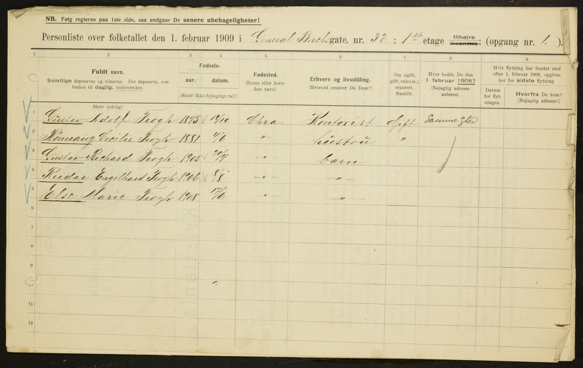 OBA, Municipal Census 1909 for Kristiania, 1909, p. 26426