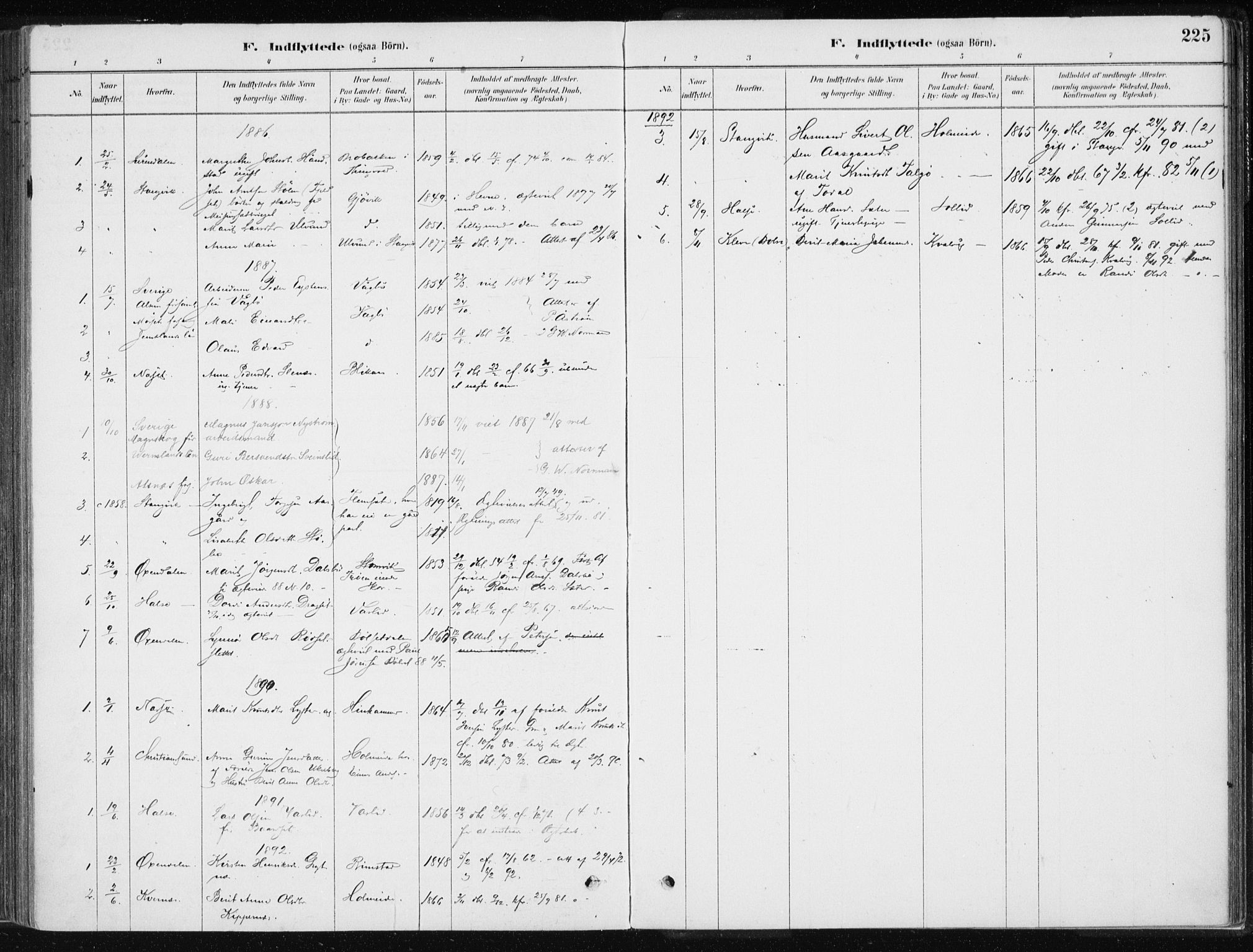 Ministerialprotokoller, klokkerbøker og fødselsregistre - Møre og Romsdal, SAT/A-1454/586/L0987: Parish register (official) no. 586A13, 1879-1892, p. 225
