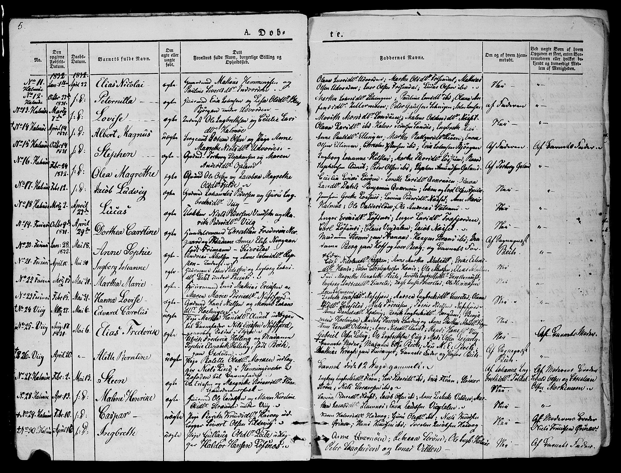 Ministerialprotokoller, klokkerbøker og fødselsregistre - Nord-Trøndelag, SAT/A-1458/773/L0614: Parish register (official) no. 773A05, 1831-1856, p. 5