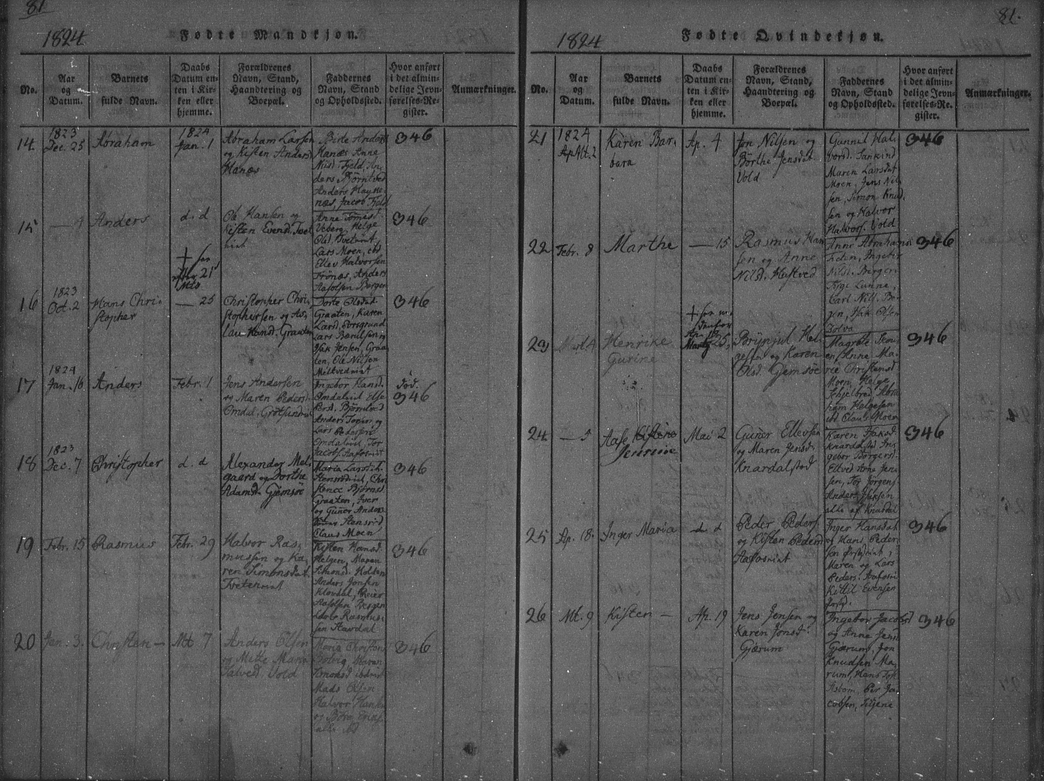 Solum kirkebøker, AV/SAKO-A-306/F/Fa/L0004: Parish register (official) no. I 4, 1814-1833, p. 81