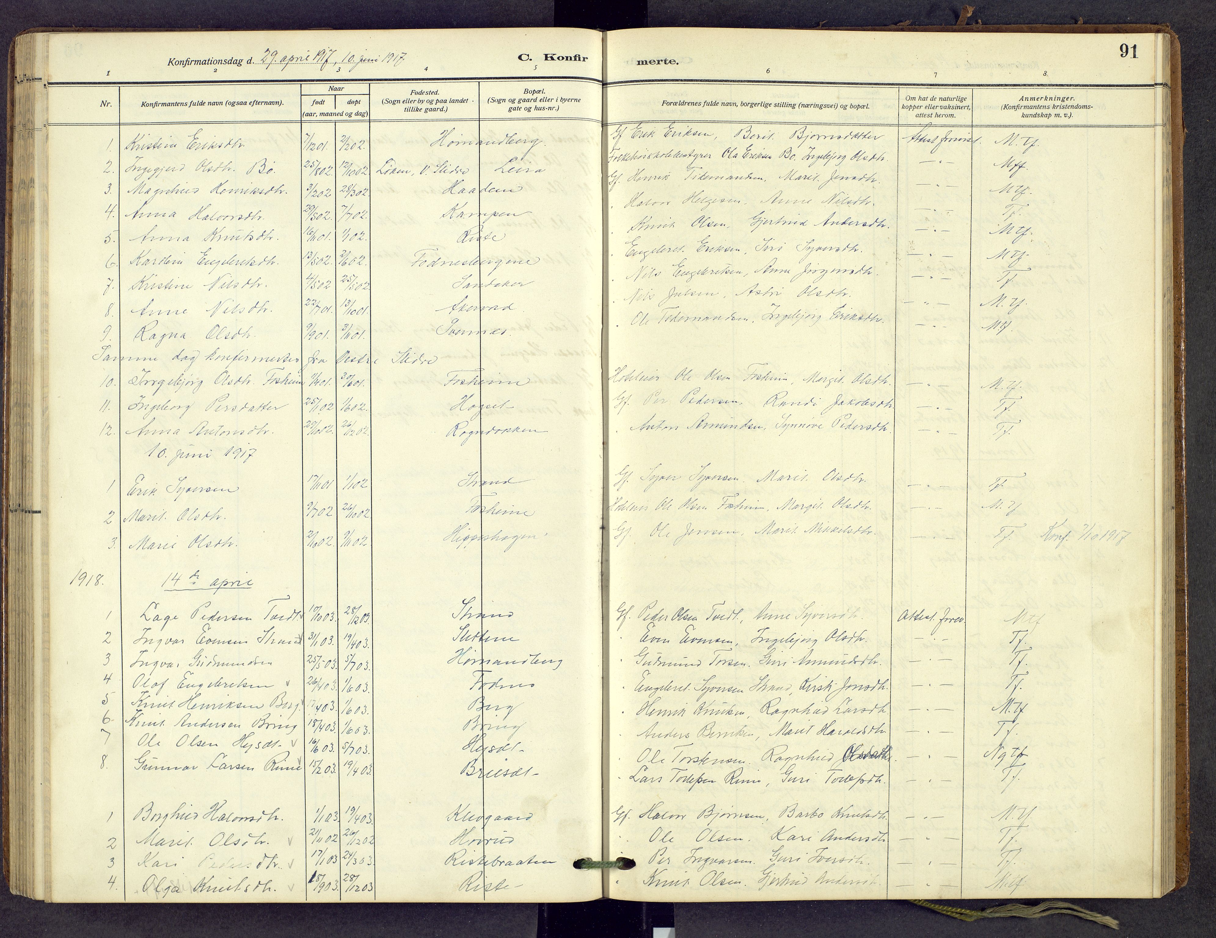 Nord-Aurdal prestekontor, AV/SAH-PREST-132/H/Ha/Hab/L0013: Parish register (copy) no. 13, 1911-1948, p. 91