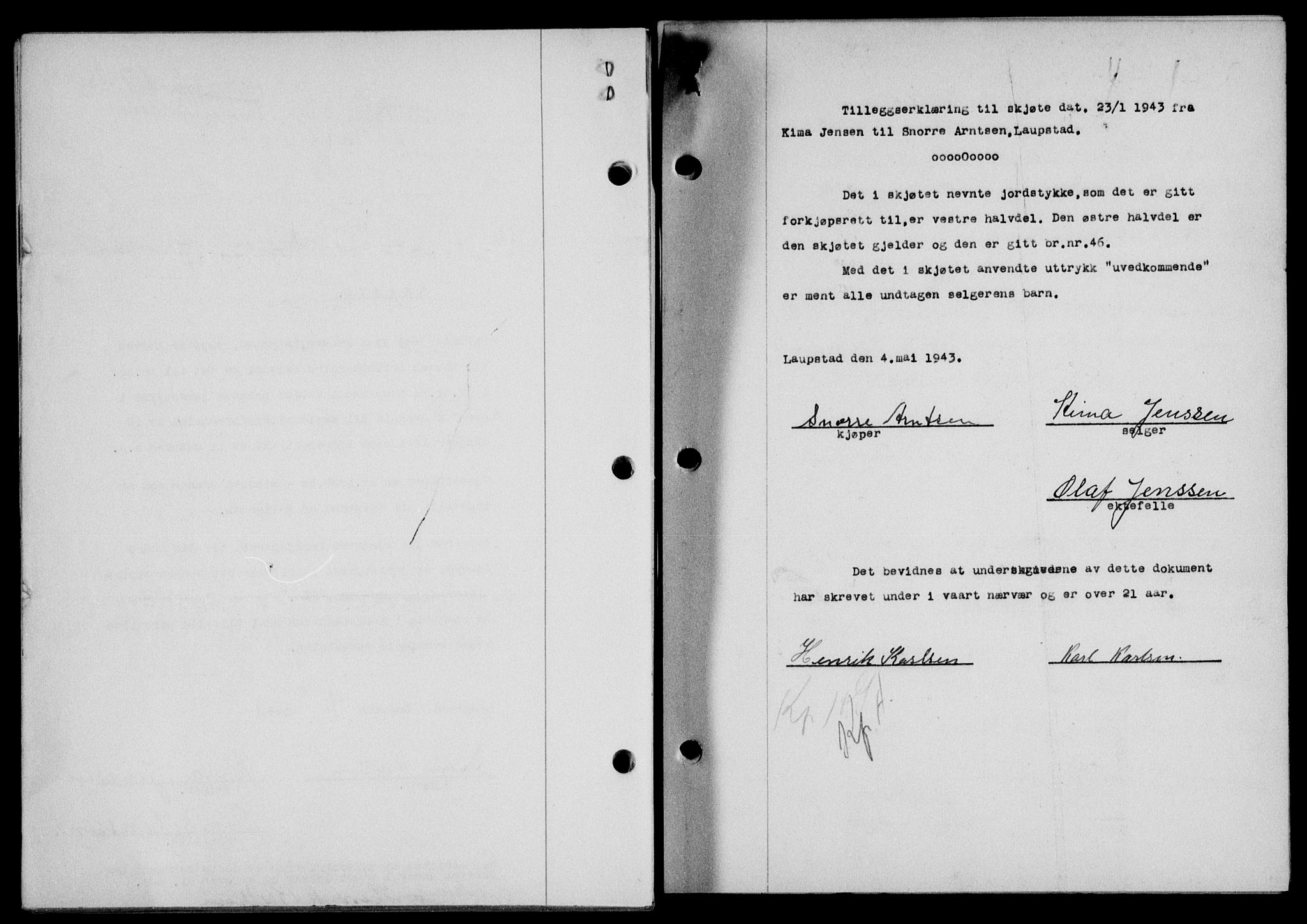 Lofoten sorenskriveri, SAT/A-0017/1/2/2C/L0011a: Mortgage book no. 11a, 1943-1943, Diary no: : 607/1943