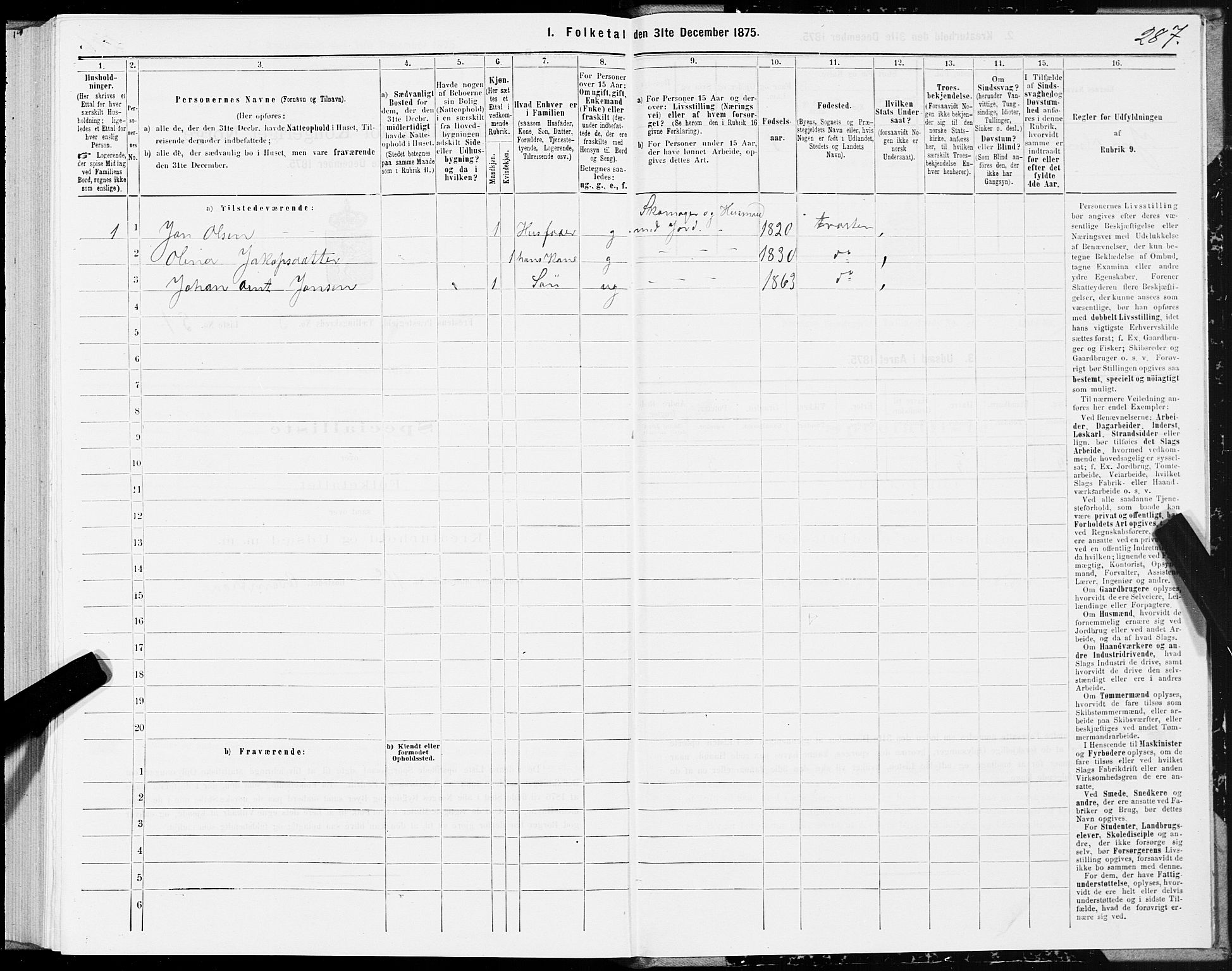 SAT, 1875 census for 1717P Frosta, 1875, p. 4287