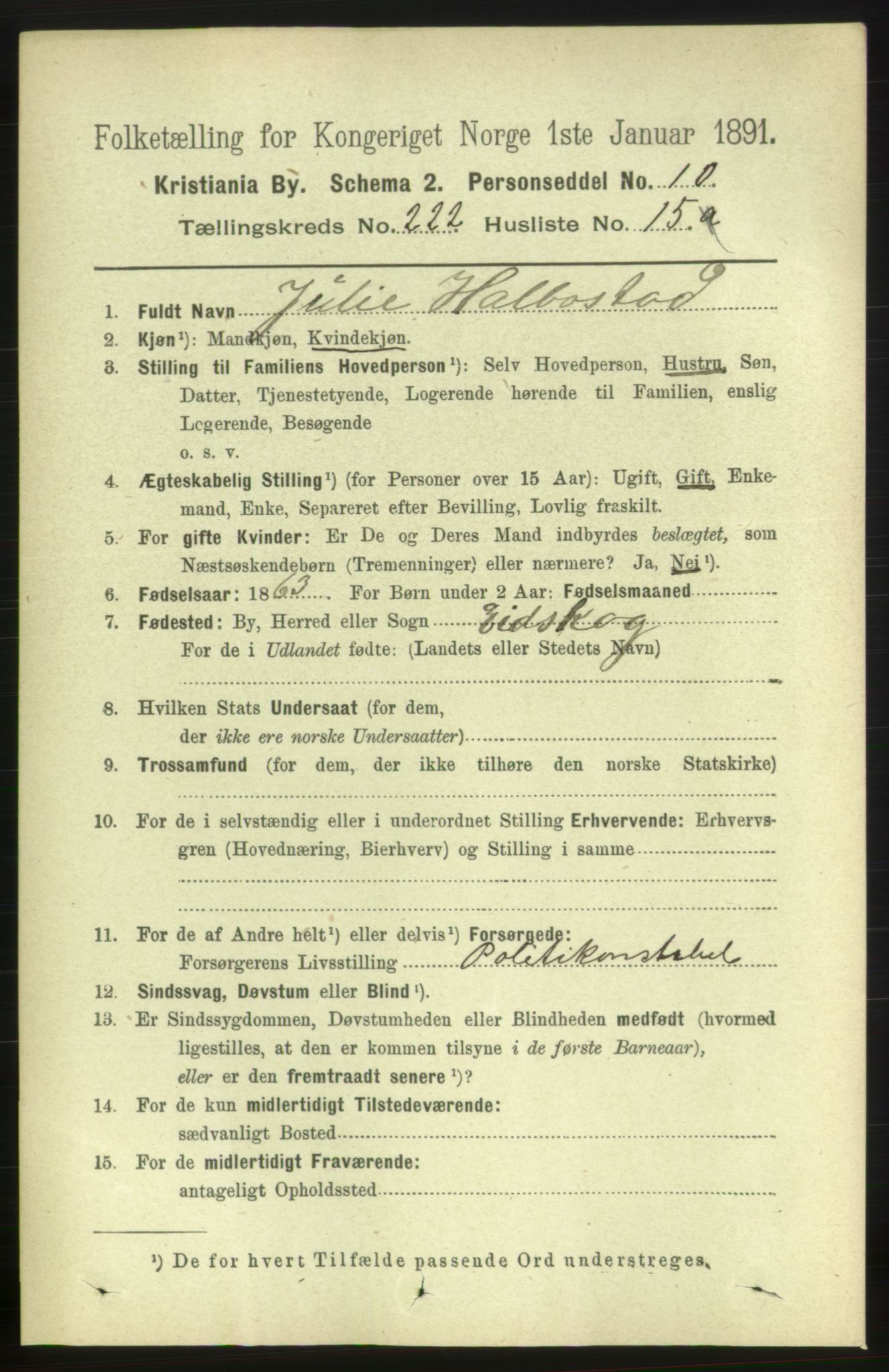 RA, 1891 census for 0301 Kristiania, 1891, p. 133617