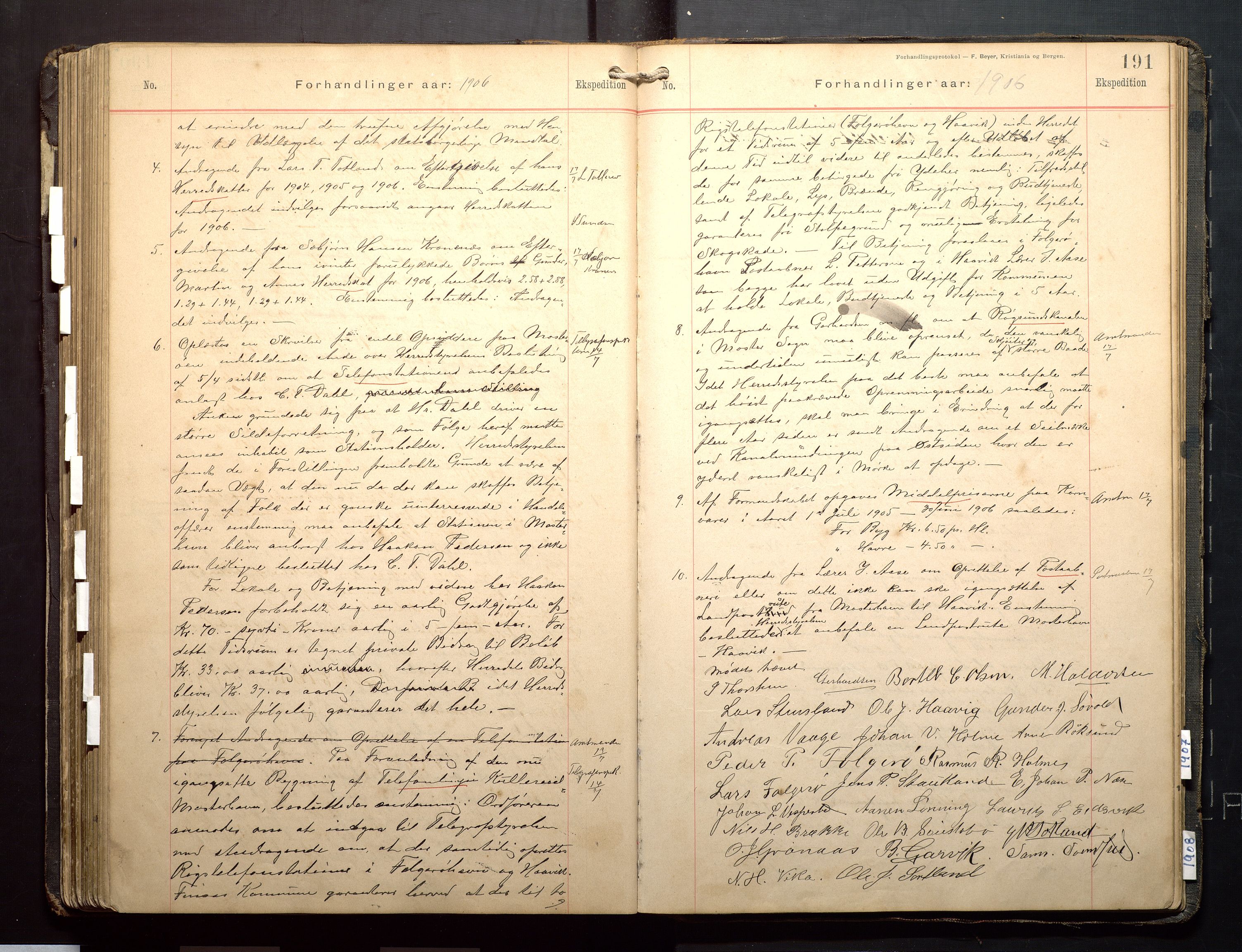 Finnaas kommune. Formannskapet, IKAH/1218a-021/A/Aa/L0003: Møtebok for formannskap, heradsstyre og soknestyre, 1896-1908, p. 191