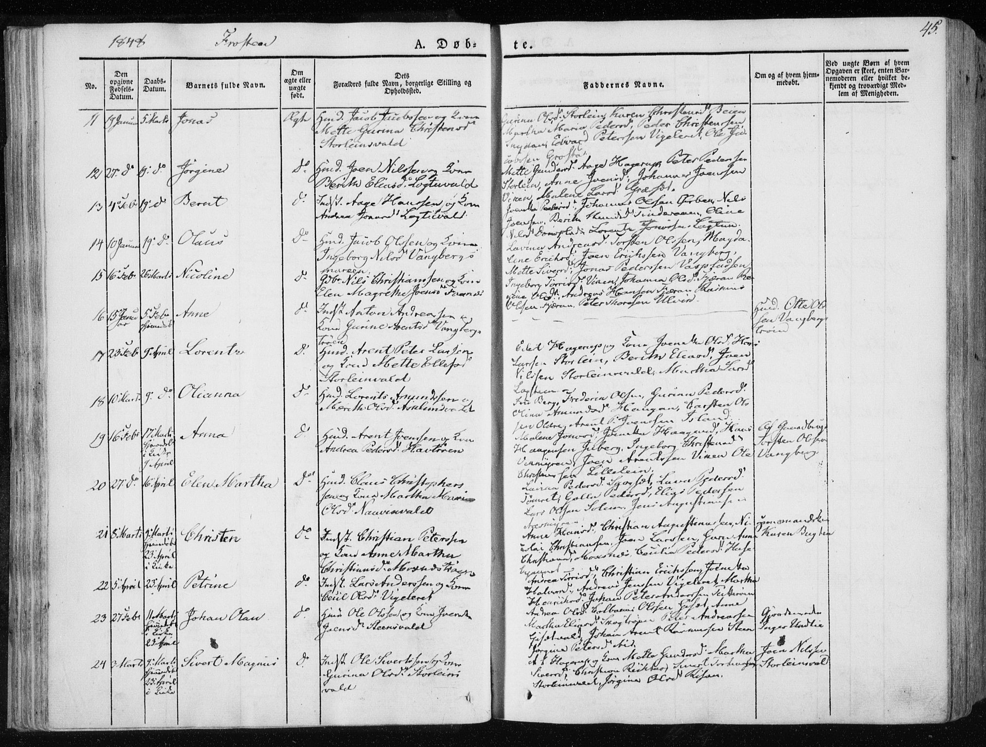 Ministerialprotokoller, klokkerbøker og fødselsregistre - Nord-Trøndelag, SAT/A-1458/713/L0115: Parish register (official) no. 713A06, 1838-1851, p. 45