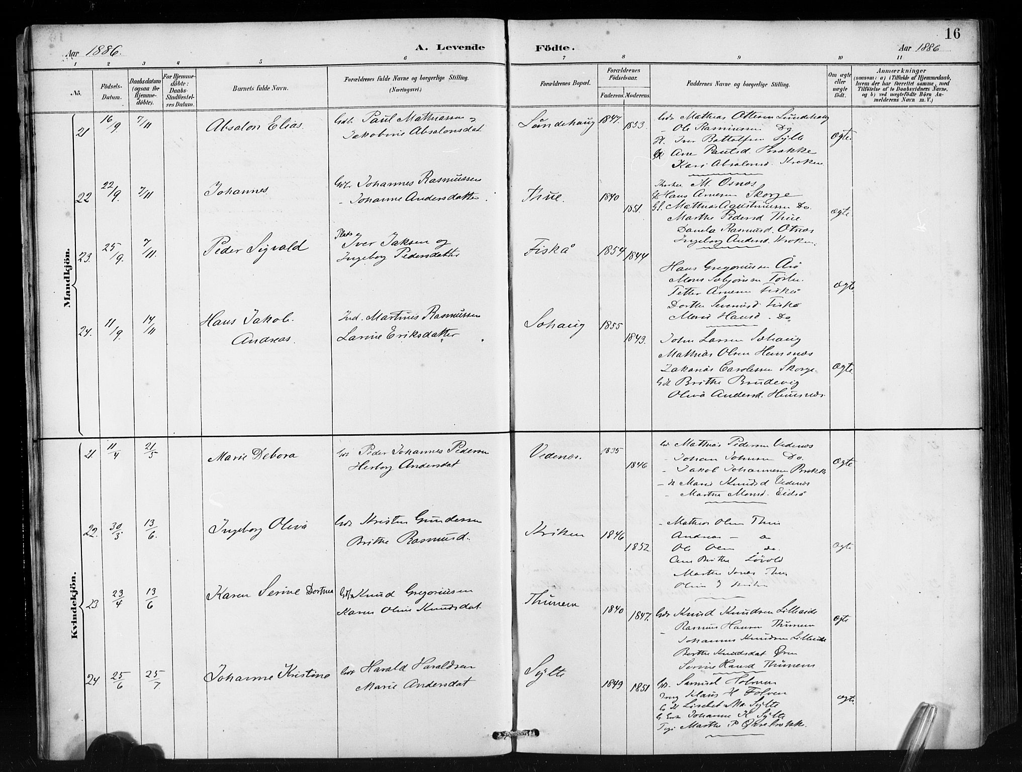 Ministerialprotokoller, klokkerbøker og fødselsregistre - Møre og Romsdal, AV/SAT-A-1454/501/L0008: Parish register (official) no. 501A08, 1885-1901, p. 16