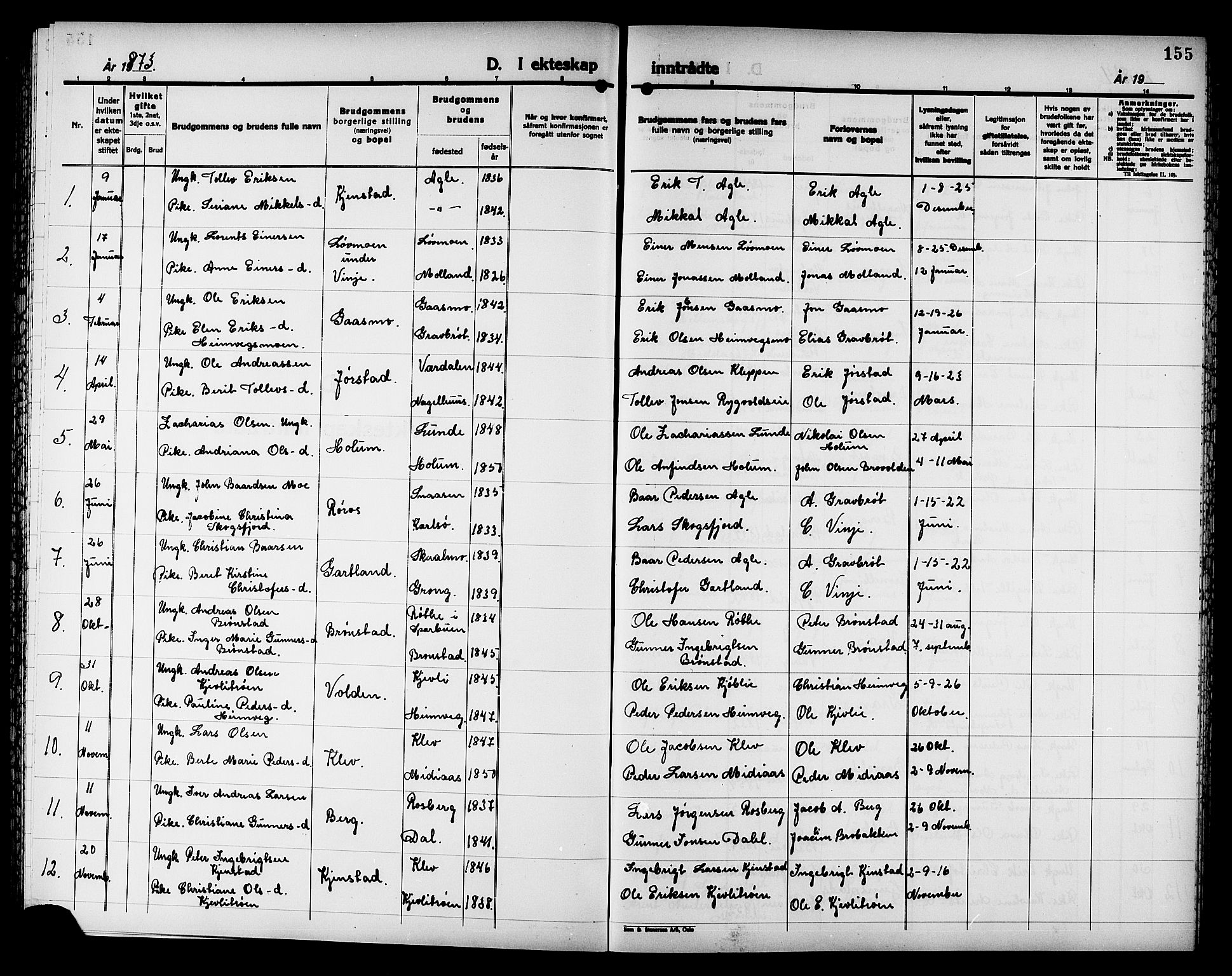 Ministerialprotokoller, klokkerbøker og fødselsregistre - Nord-Trøndelag, SAT/A-1458/749/L0486: Parish register (official) no. 749D02, 1873-1887, p. 155