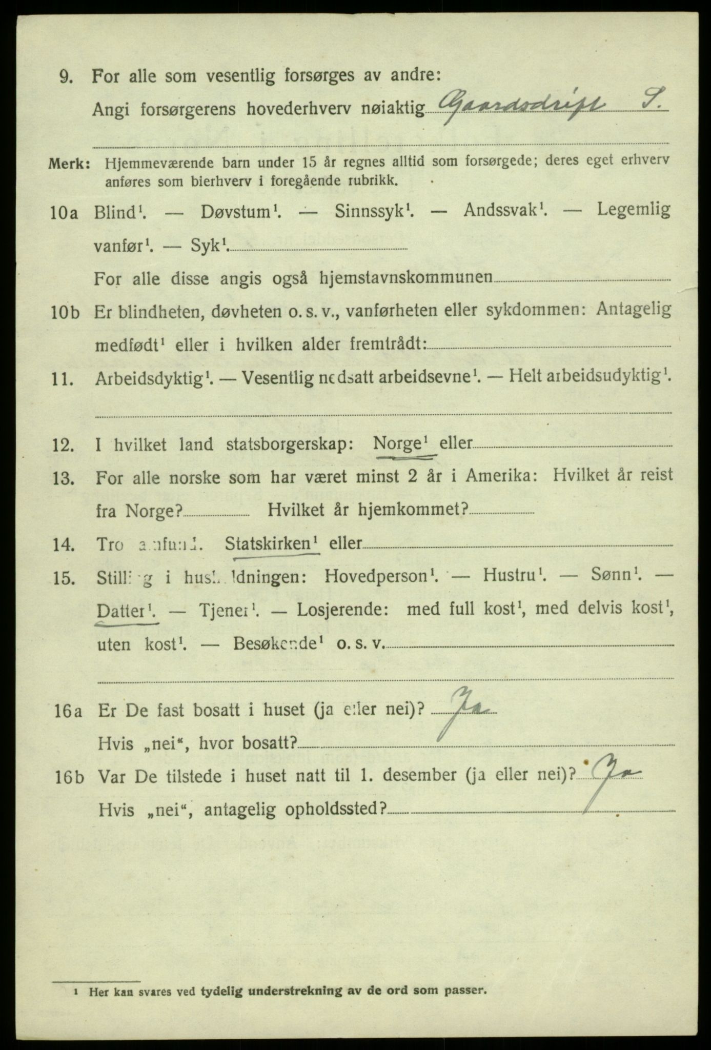 SAB, 1920 census for Kvam, 1920, p. 1444