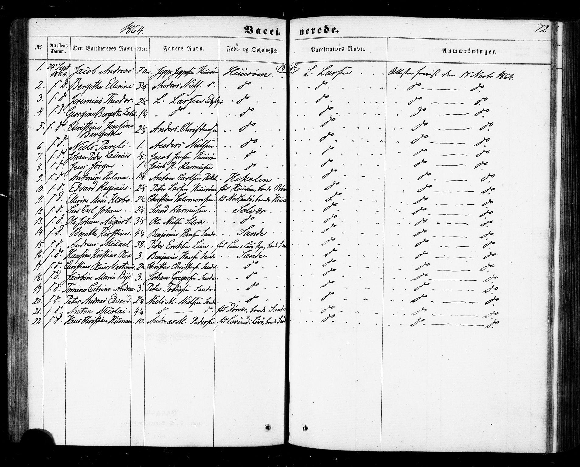 Ministerialprotokoller, klokkerbøker og fødselsregistre - Nordland, SAT/A-1459/840/L0579: Parish register (official) no. 840A01, 1863-1887, p. 72
