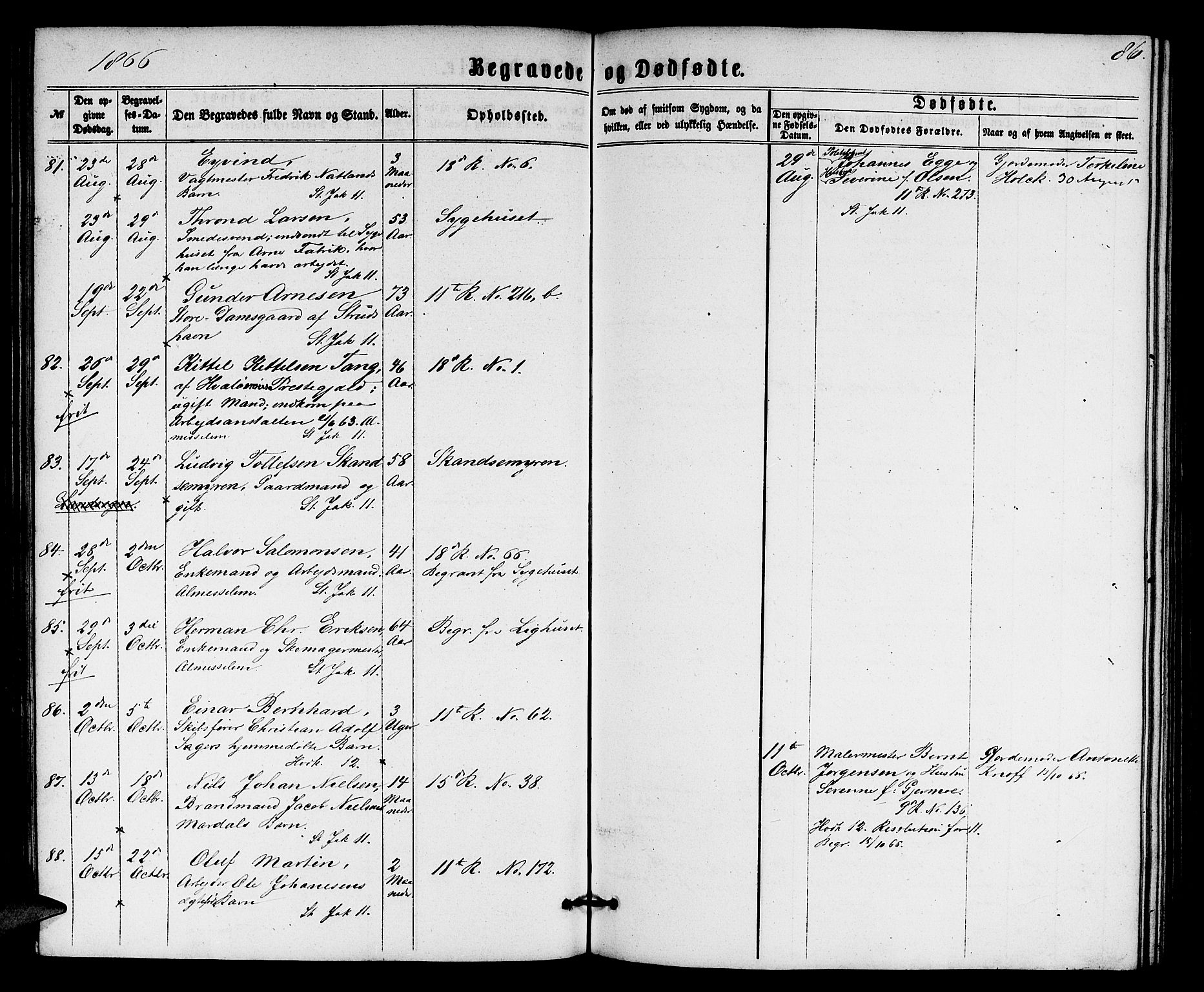 Domkirken sokneprestembete, AV/SAB-A-74801/H/Hab/L0039: Parish register (copy) no. E 3, 1860-1868, p. 86