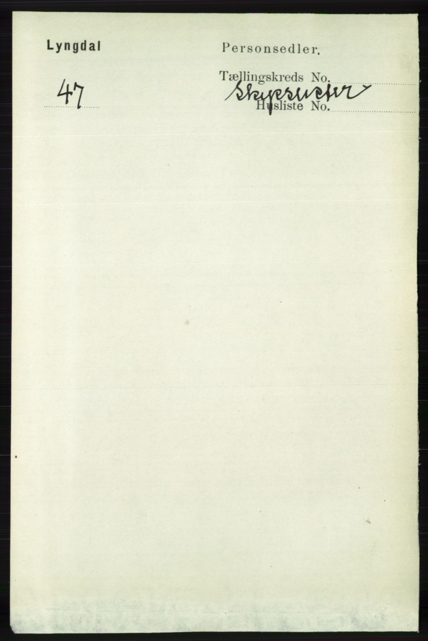 RA, 1891 census for 1032 Lyngdal, 1891, p. 6482
