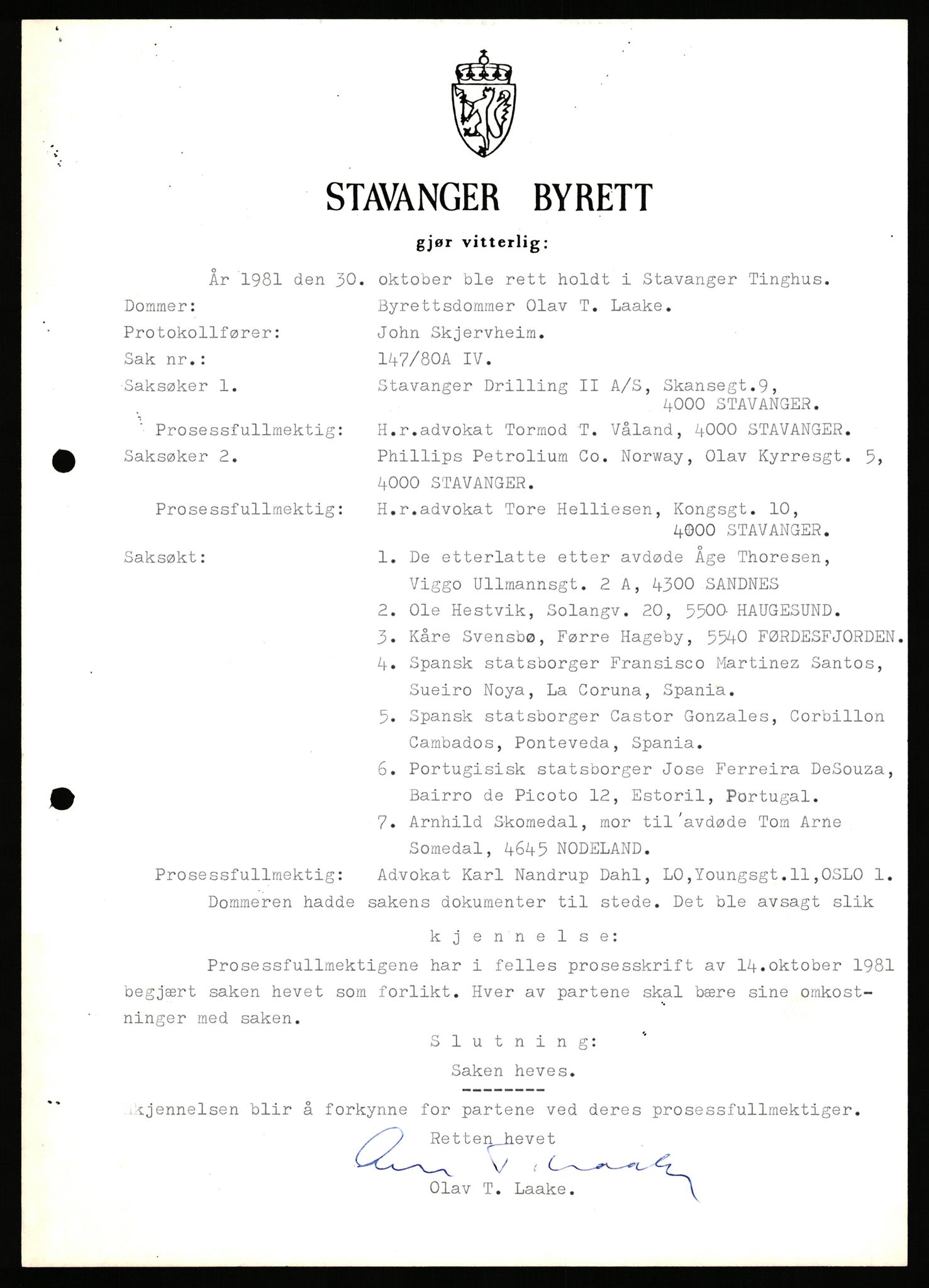 Stavanger byrett, SAST/A-100455/003/F/Fh/Fhb/L0039e: A IV sak nr 147, 1980, p. 156
