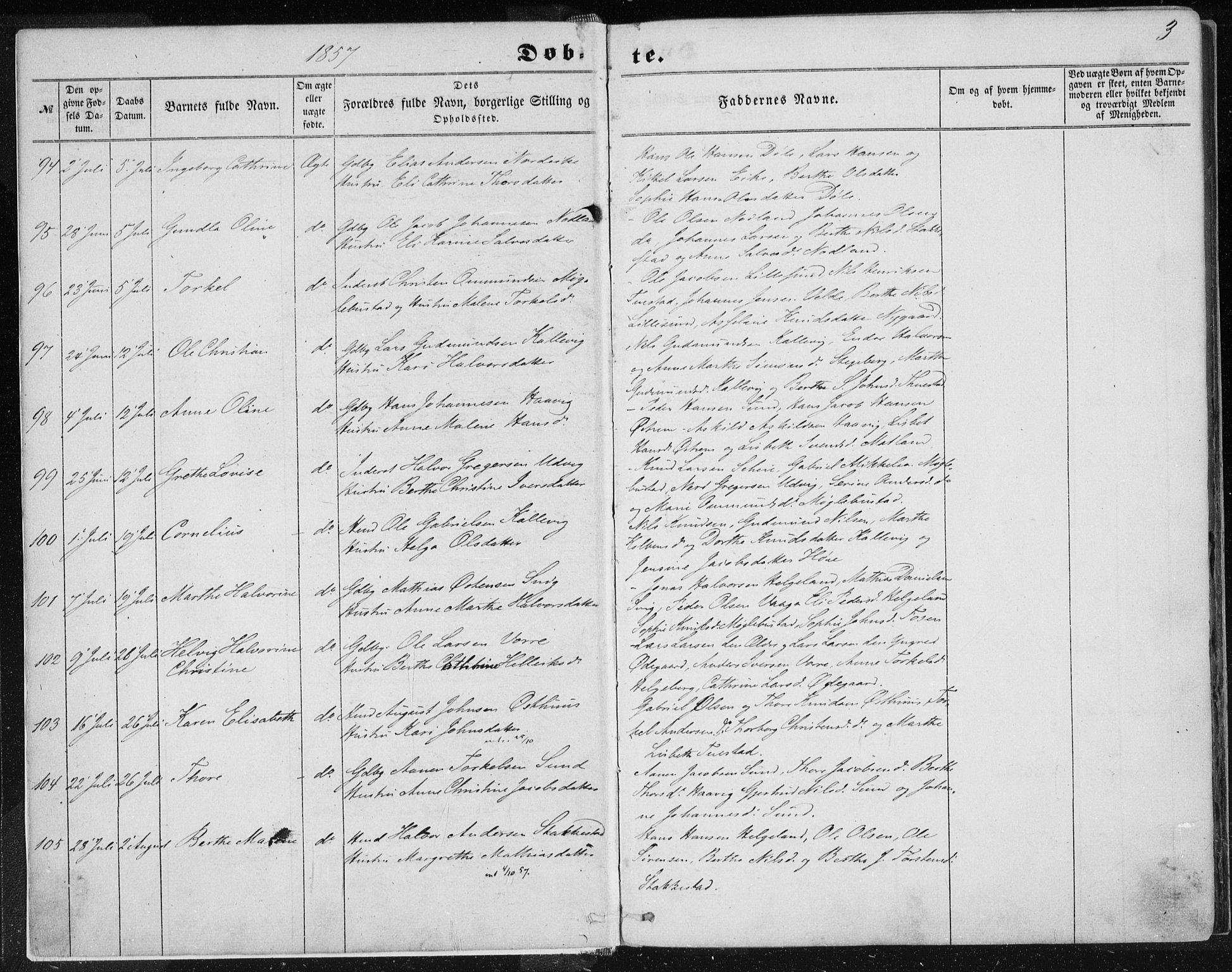 Avaldsnes sokneprestkontor, AV/SAST-A -101851/H/Ha/Haa/L0010: Parish register (official) no. A 10, 1857-1876, p. 3