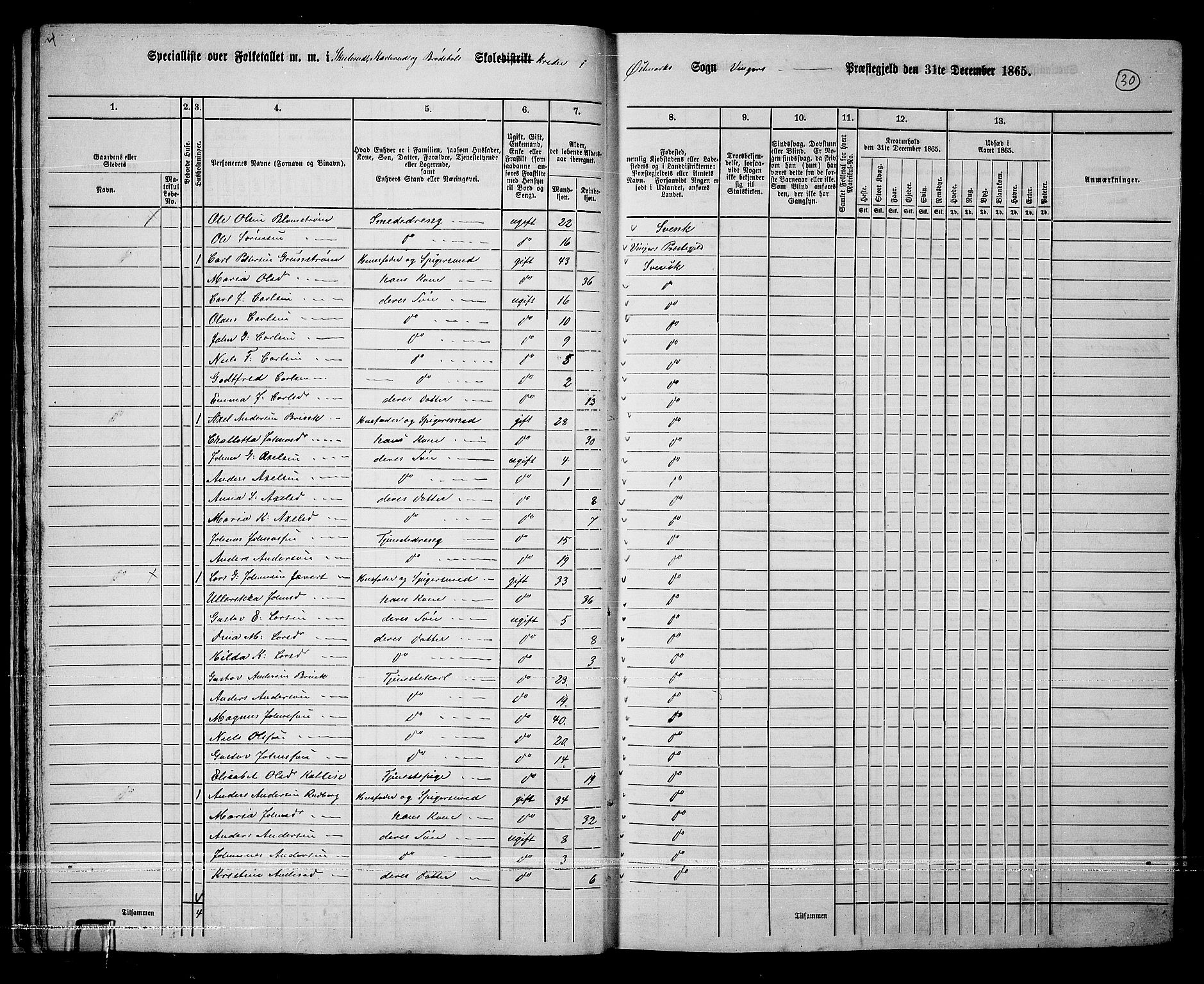 RA, 1865 census for Vinger/Vinger og Austmarka, 1865, p. 28