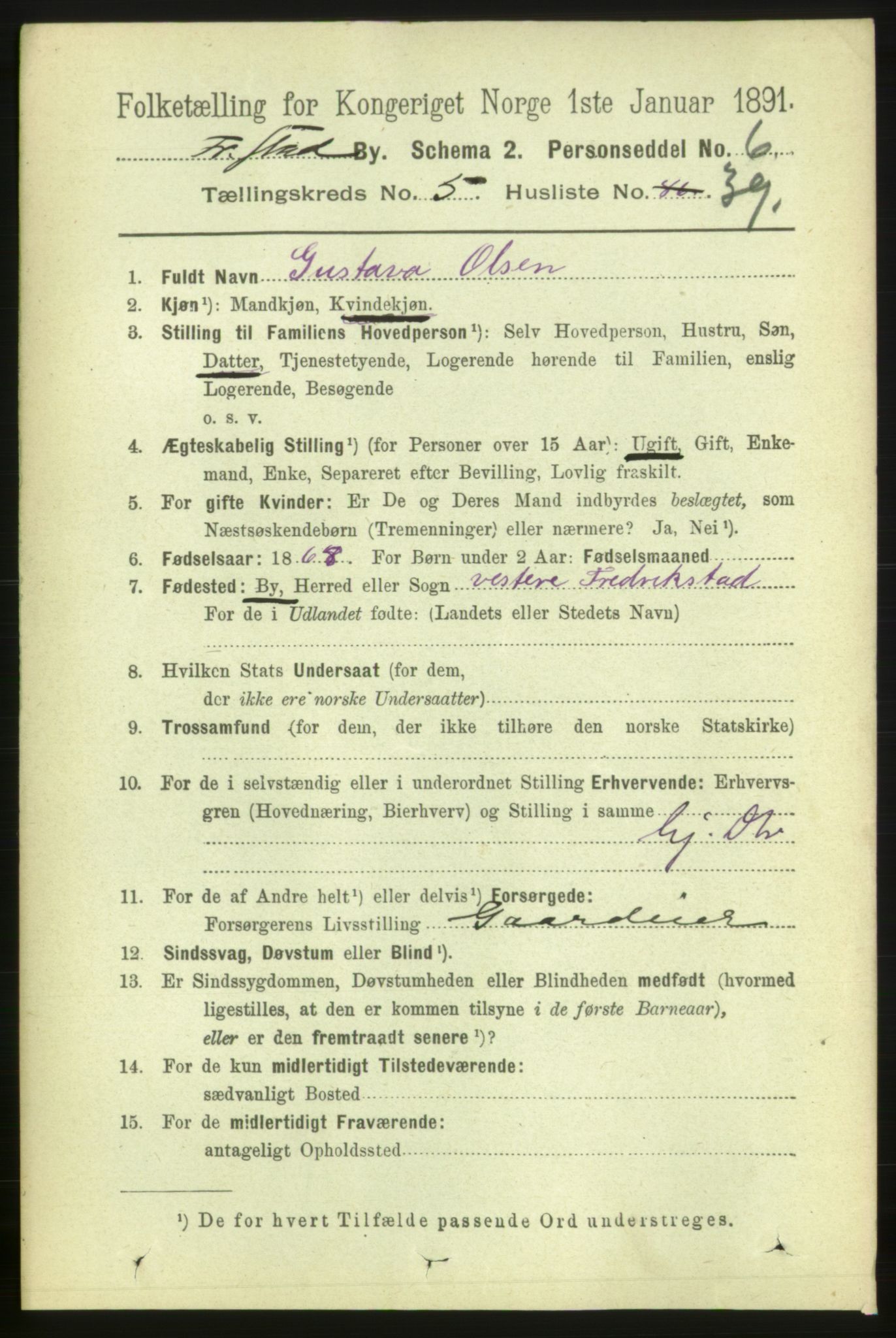 RA, 1891 census for 0103 Fredrikstad, 1891, p. 7165