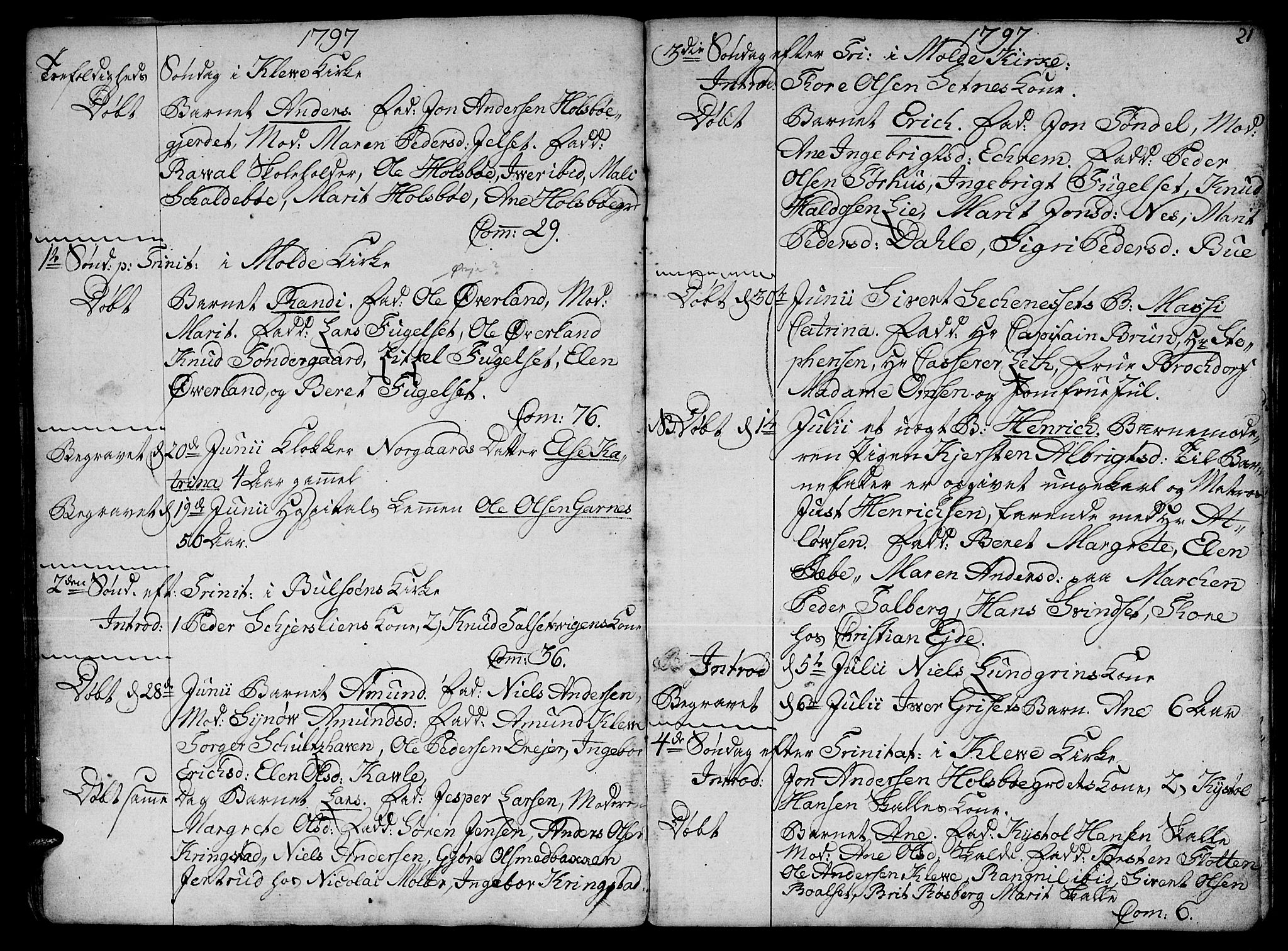 Ministerialprotokoller, klokkerbøker og fødselsregistre - Møre og Romsdal, SAT/A-1454/555/L0649: Parish register (official) no. 555A02 /1, 1795-1821, p. 21