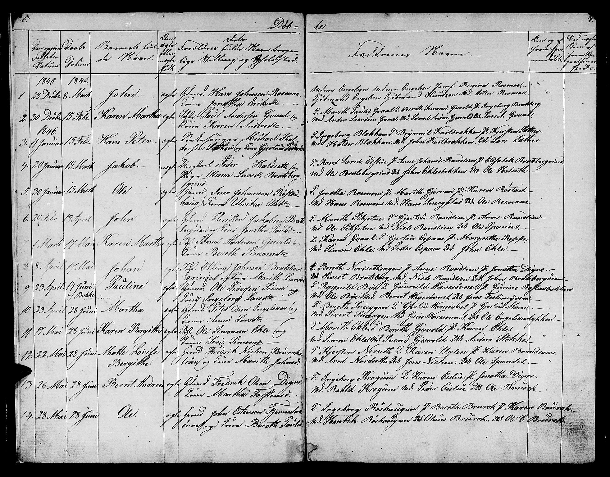 Ministerialprotokoller, klokkerbøker og fødselsregistre - Sør-Trøndelag, SAT/A-1456/608/L0339: Parish register (copy) no. 608C05, 1844-1863, p. 6-7