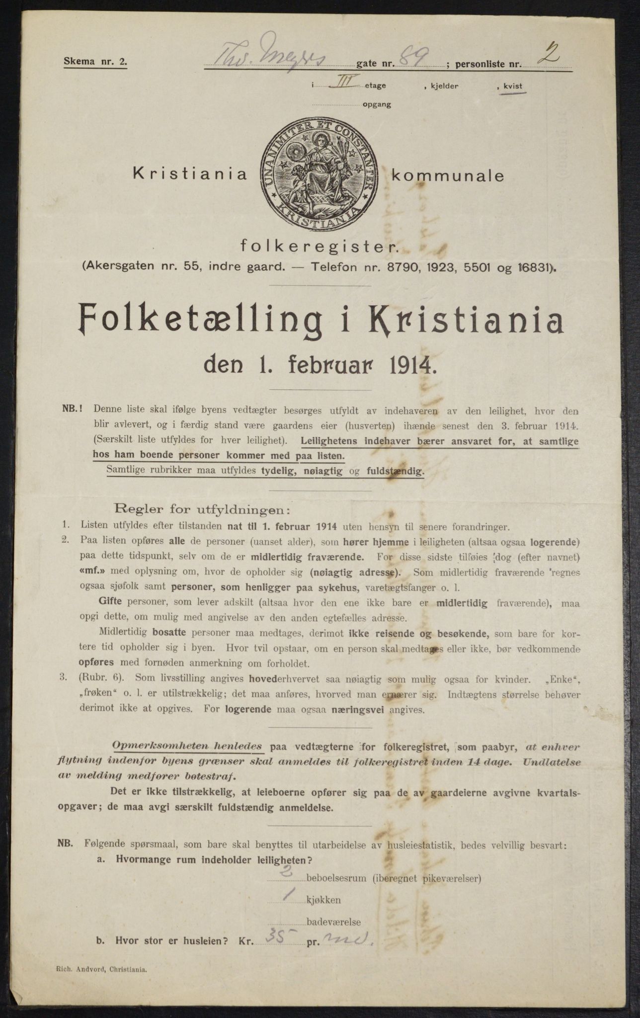 OBA, Municipal Census 1914 for Kristiania, 1914, p. 112229