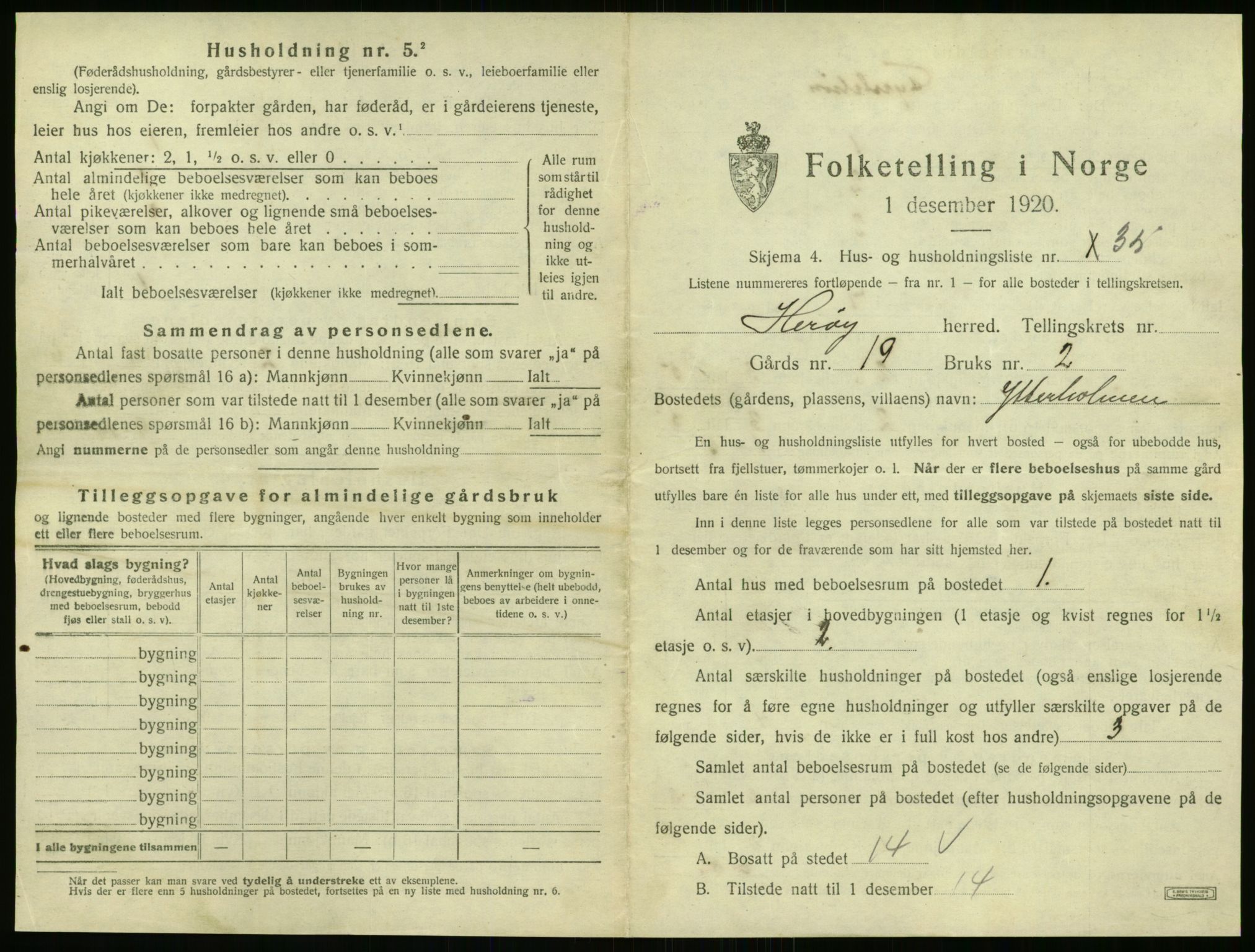 SAT, 1920 census for Herøy, 1920, p. 916