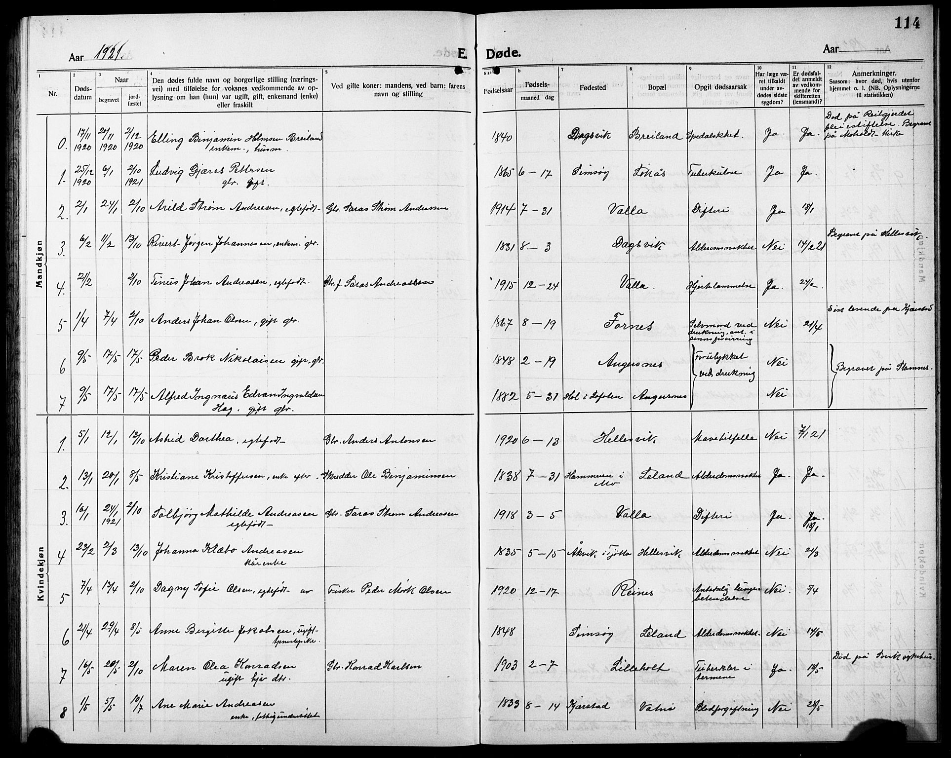 Ministerialprotokoller, klokkerbøker og fødselsregistre - Nordland, SAT/A-1459/832/L0495: Parish register (copy) no. 832C02, 1920-1932, p. 114