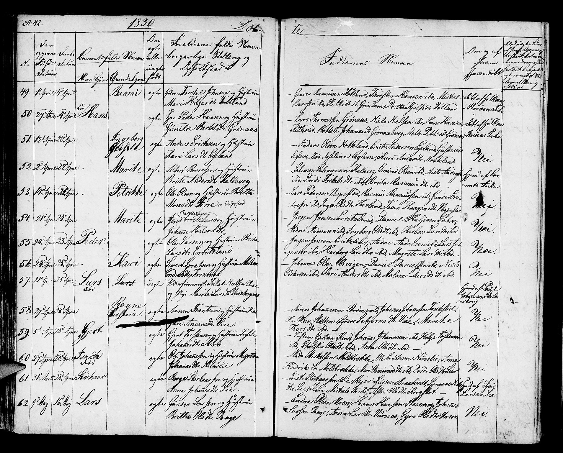 Finnås sokneprestembete, AV/SAB-A-99925/H/Ha/Haa/Haaa/L0005: Parish register (official) no. A 5, 1823-1835, p. 42