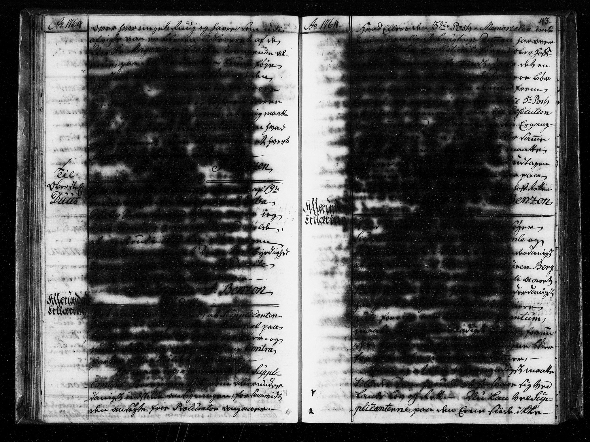 Stattholderembetet 1572-1771, AV/RA-EA-2870/Bf/L0004: Stattholderprotokoll (allmenn kopibok), 1764-1765, p. 42b-43a