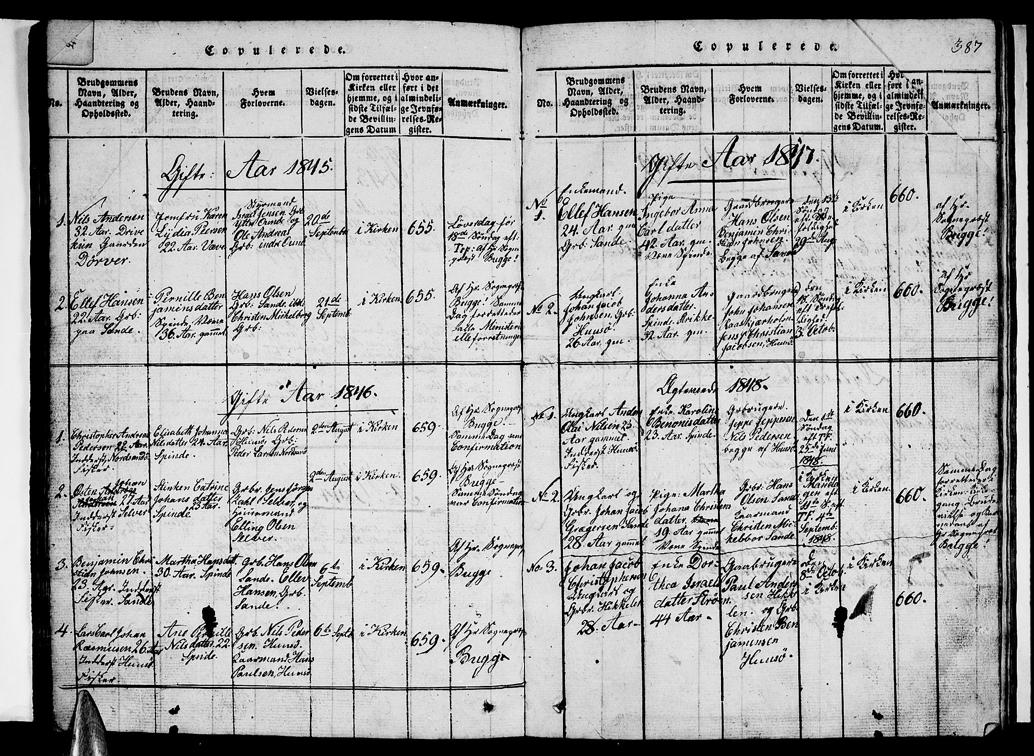 Ministerialprotokoller, klokkerbøker og fødselsregistre - Nordland, SAT/A-1459/840/L0581: Parish register (copy) no. 840C01, 1820-1873, p. 384-385