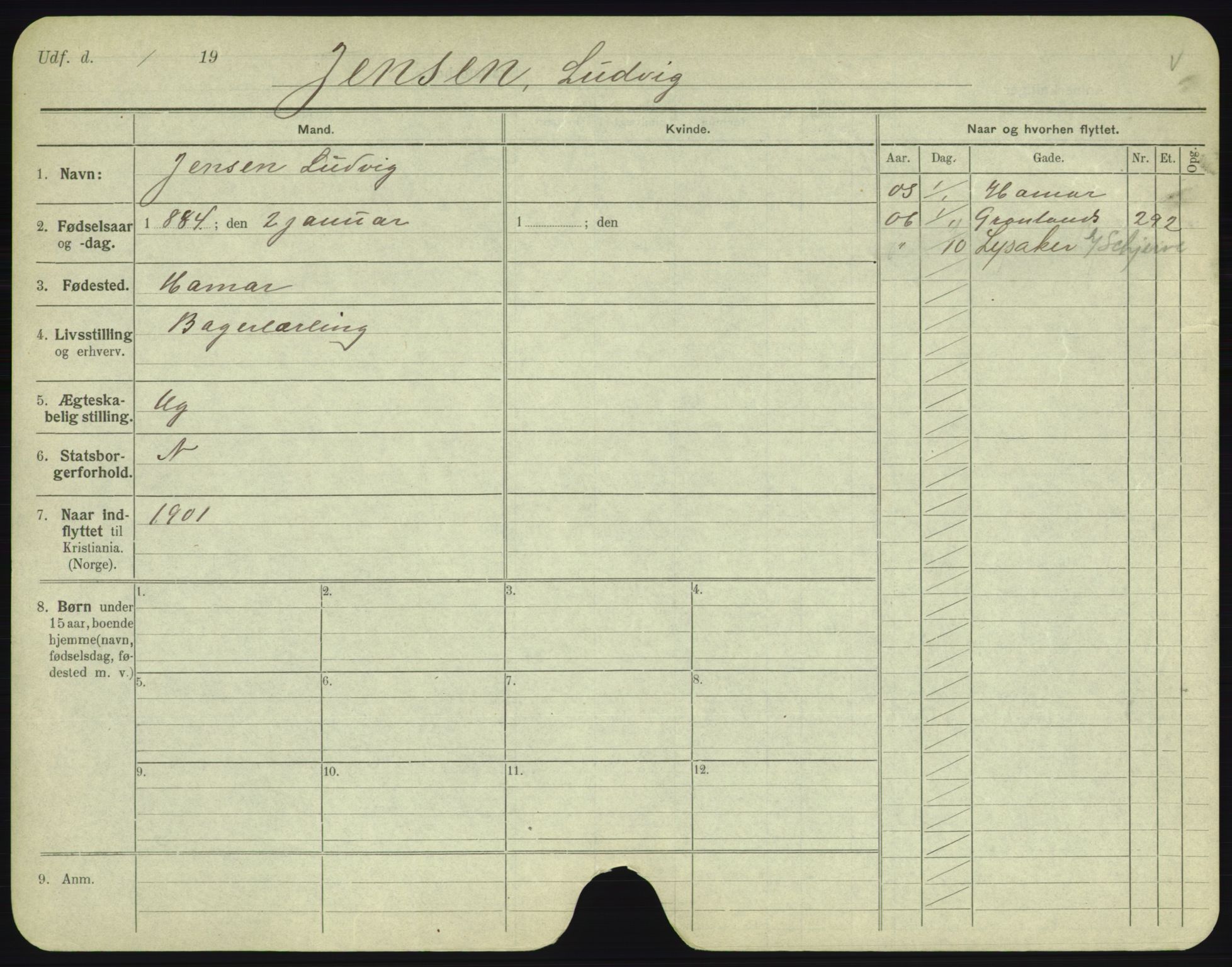 Oslo folkeregister, Registerkort, SAO/A-11715/F/Fa/Fac/L0005: Menn, 1906-1914, p. 349a