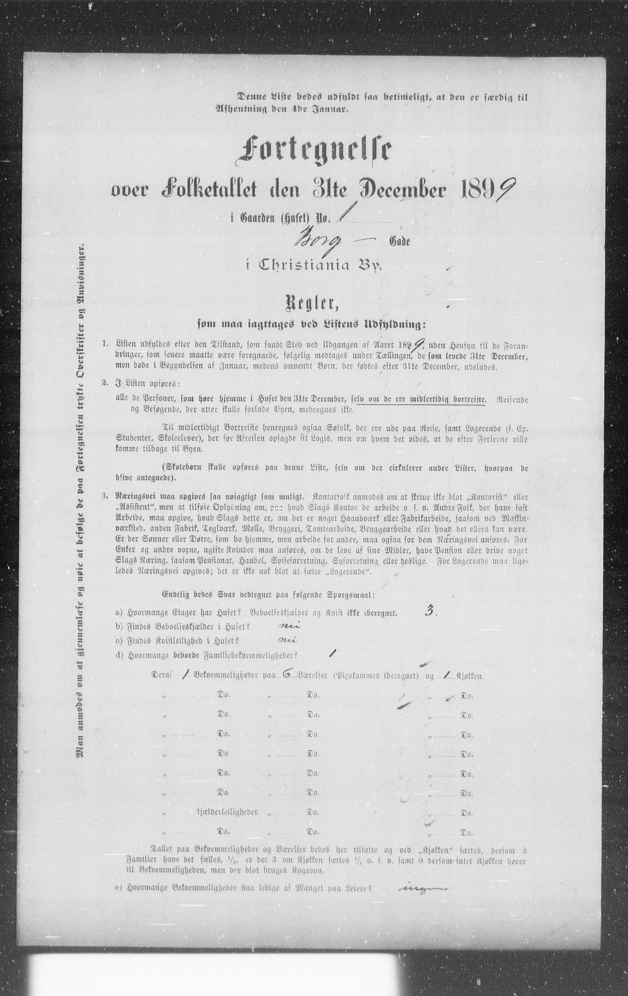 OBA, Municipal Census 1899 for Kristiania, 1899, p. 1025