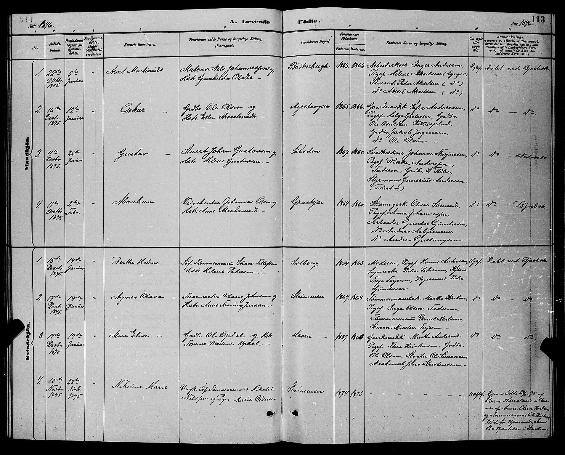 Øyestad sokneprestkontor, AV/SAK-1111-0049/F/Fb/L0009: Parish register (copy) no. B 9, 1886-1896, p. 113