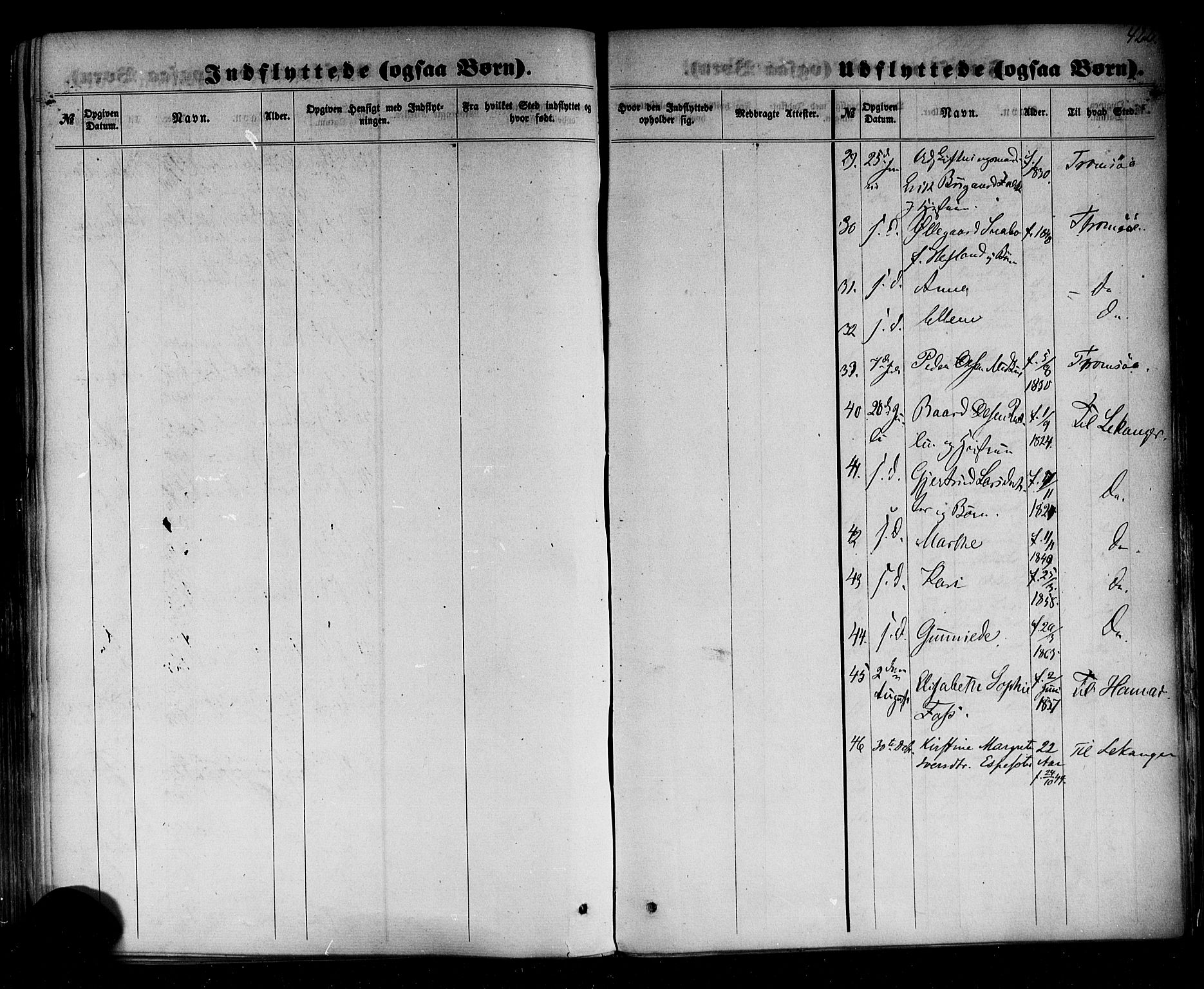 Sogndal sokneprestembete, AV/SAB-A-81301/H/Haa/Haaa/L0013: Parish register (official) no. A 13, 1859-1877, p. 422