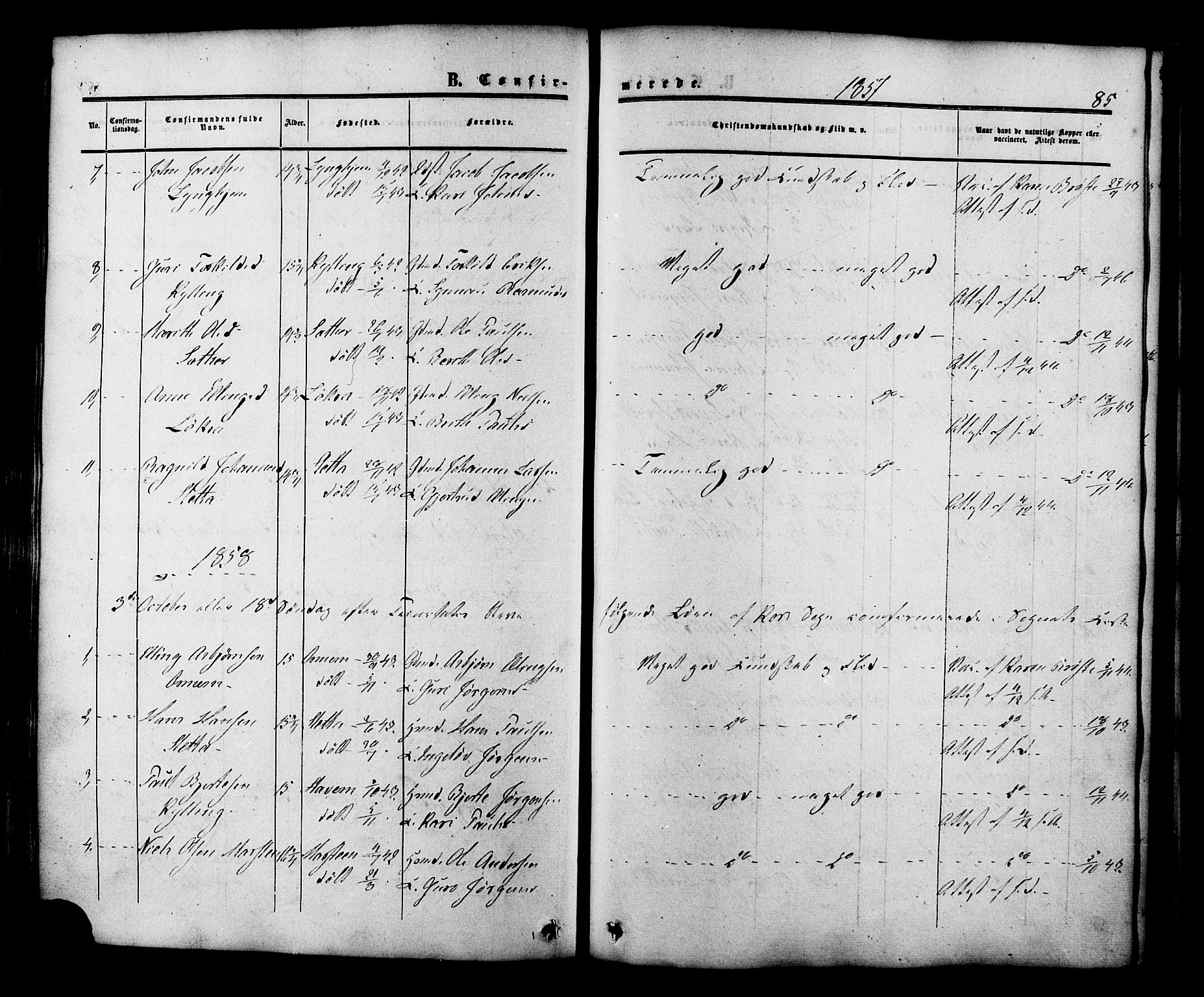 Ministerialprotokoller, klokkerbøker og fødselsregistre - Møre og Romsdal, AV/SAT-A-1454/546/L0594: Parish register (official) no. 546A02, 1854-1882, p. 85