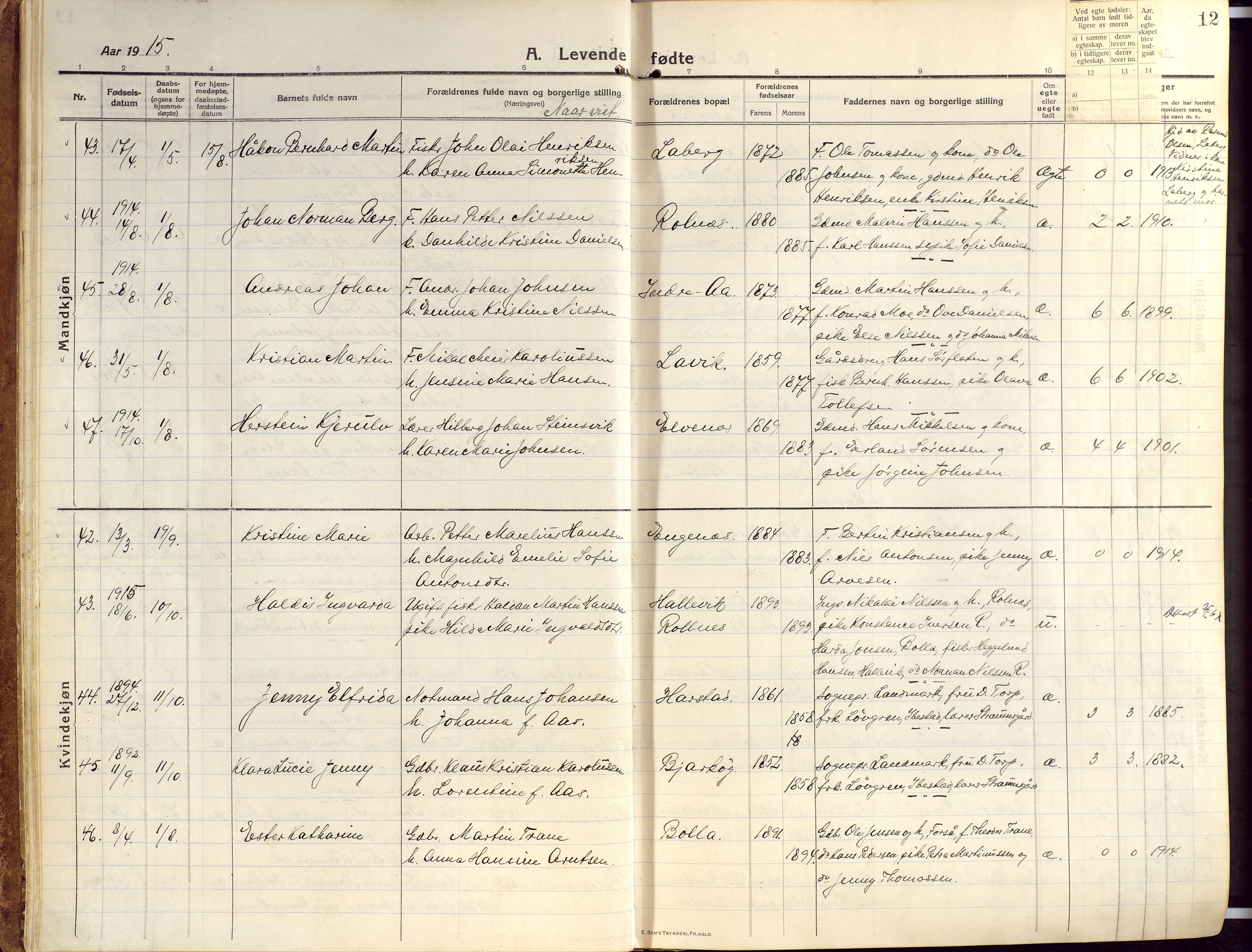 Ibestad sokneprestembete, AV/SATØ-S-0077/H/Ha/Haa/L0018kirke: Parish register (official) no. 18, 1915-1929, p. 12